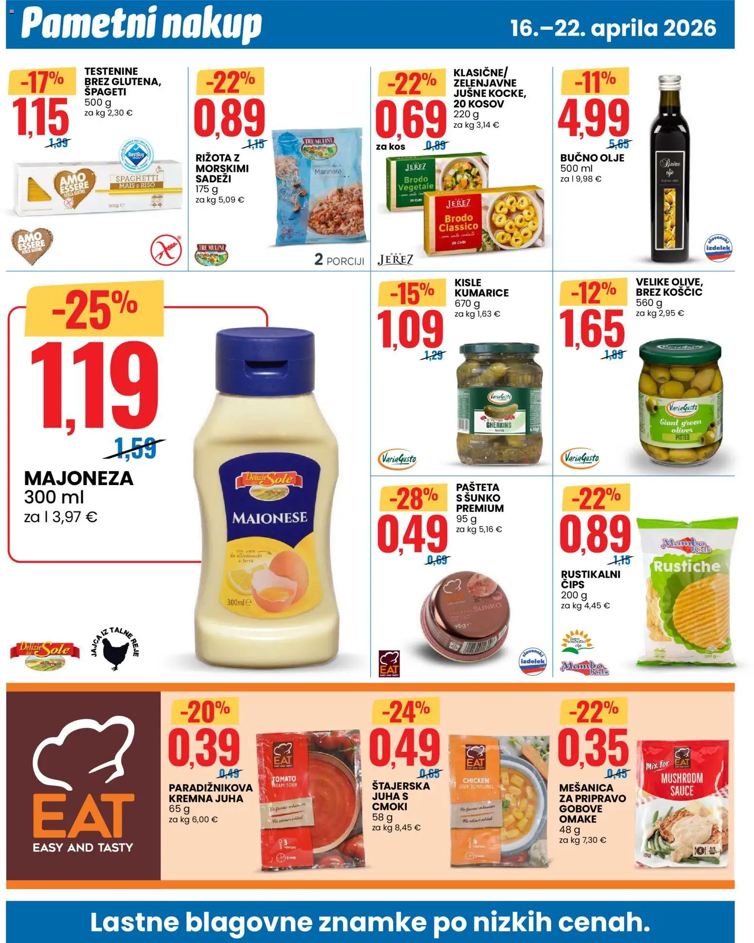 Novi Eurospin katalog ponudbe – veljaven od 16.04.2026 | Stran: 6 | Izdelki: Bučno olje, Juha, Jajca, Spageti