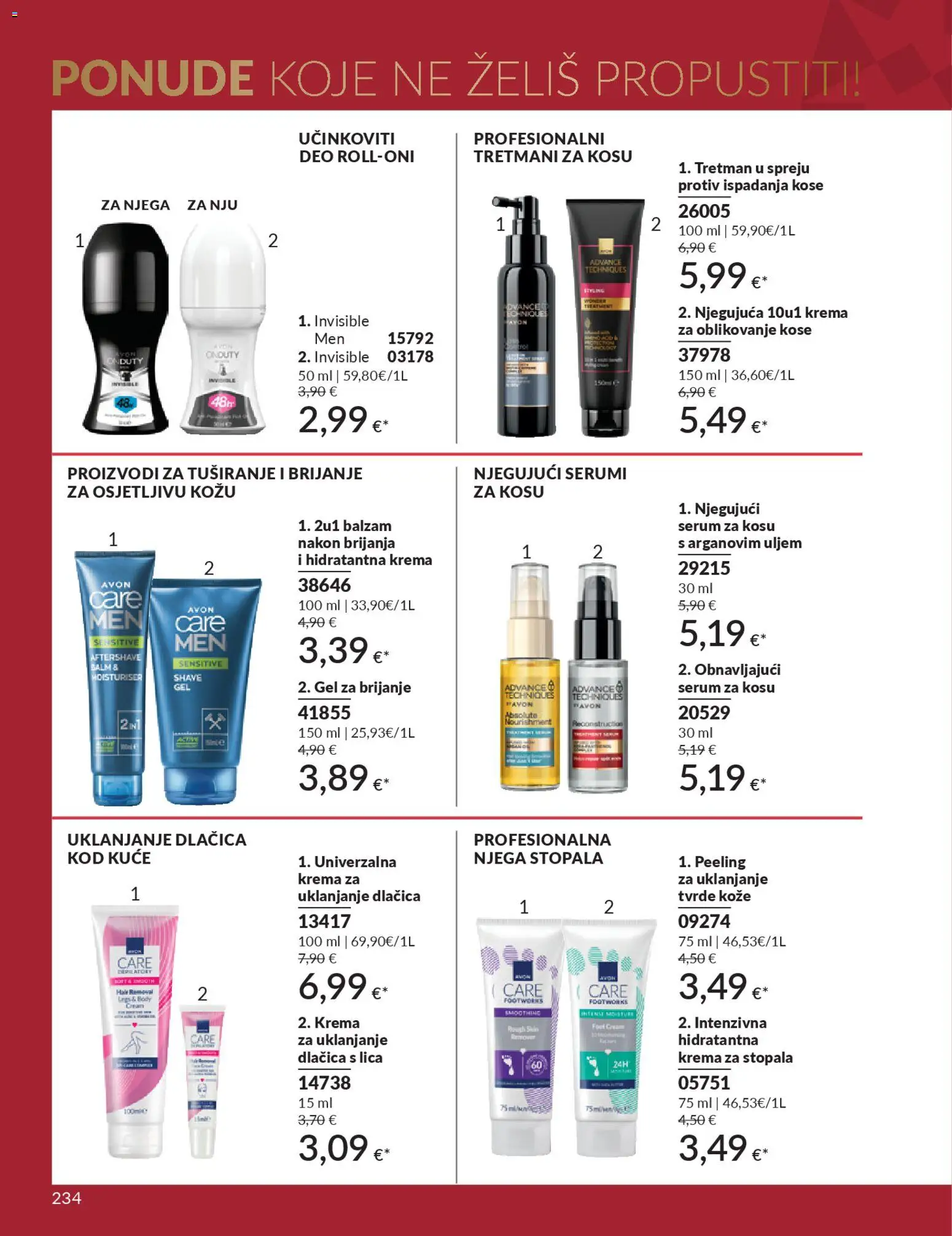 Avon katalog | vrijedi od 01.12.2025 | Stranica: 238 | Proizvodi: Krema za stopala, Serum za kosu, Gel za brijanje, Krema