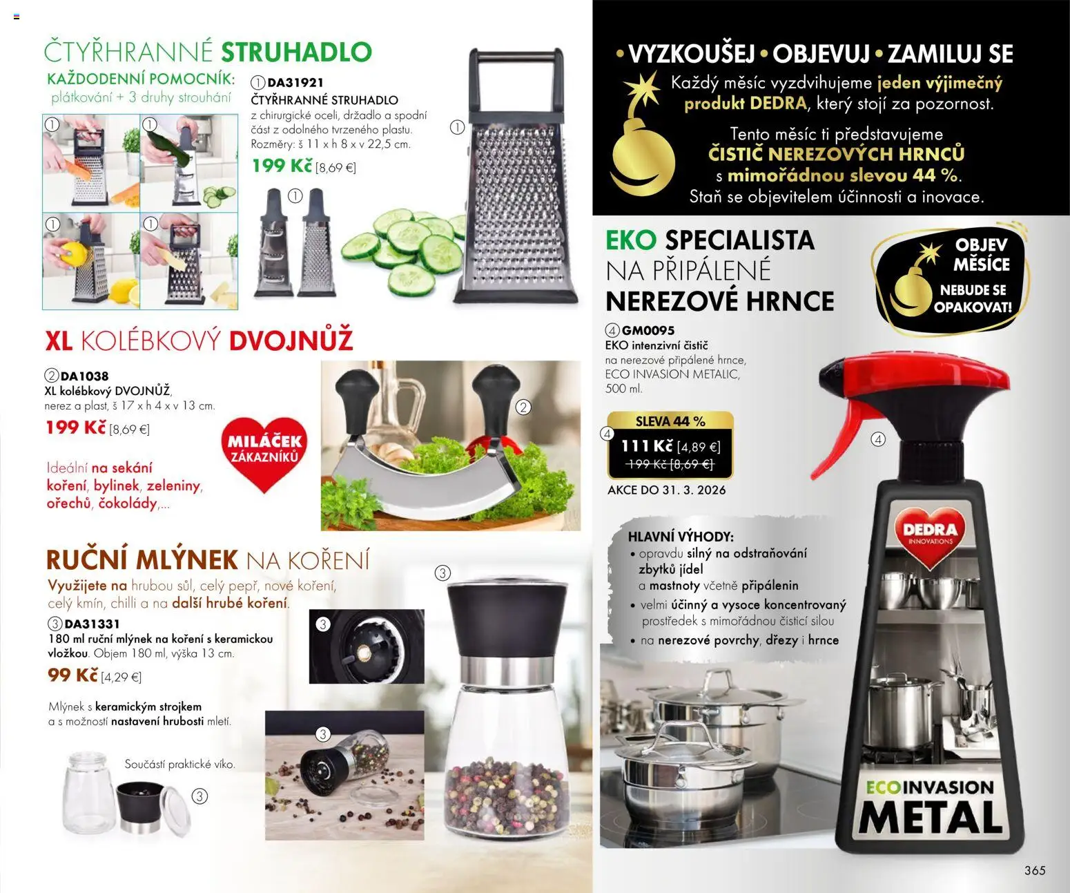 Nové Dedra akcie – leták je platný od 01.03.2026 | Strana: 65 | Produkty: Drezy, Strúhadlo, Stan