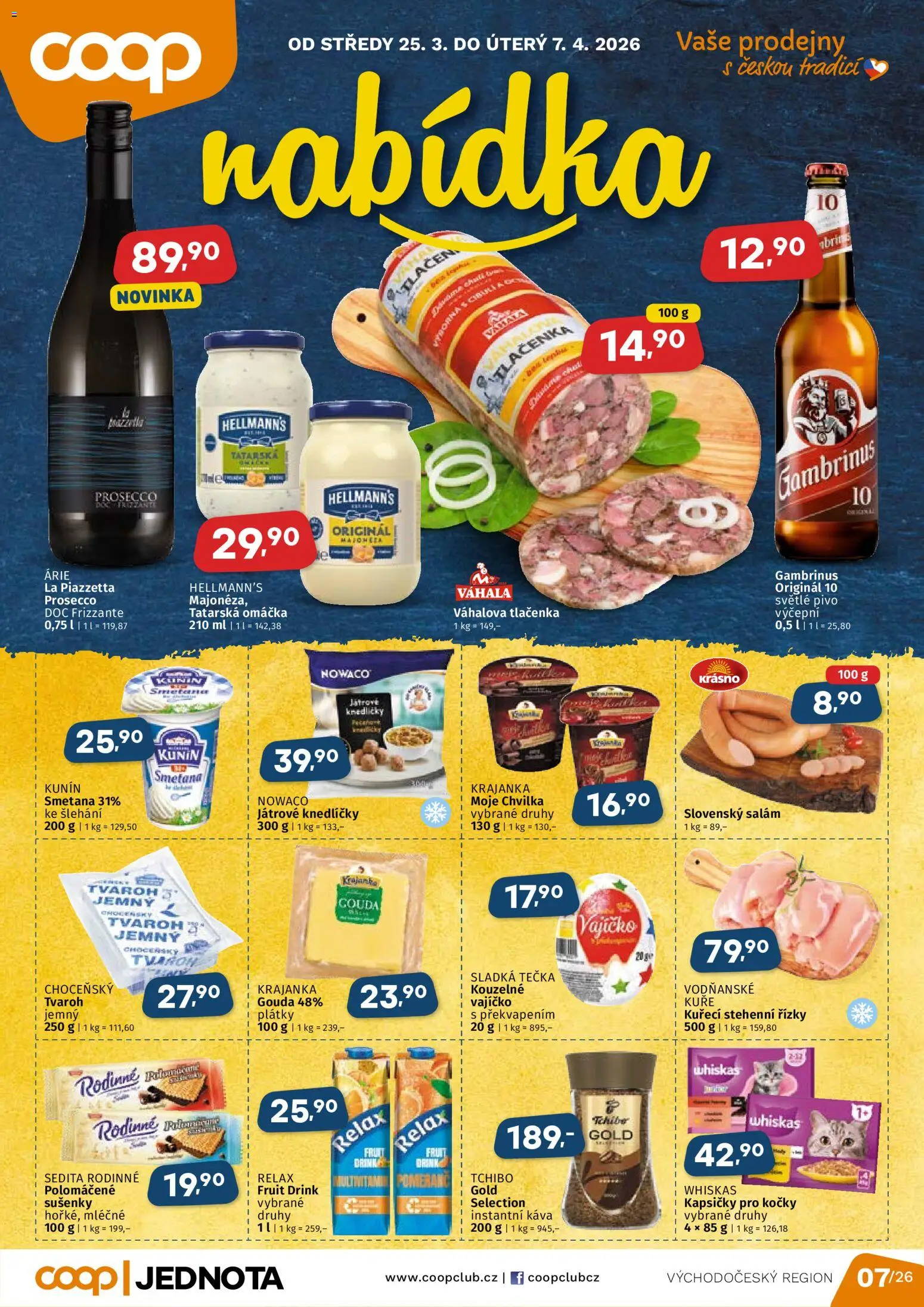 Coop leták - Východočeský region od 25.03.2026 | Strana: 1 | Produkty: Salám, Frizzante, Kapsičky pro kočky, Tatarská omáčka
