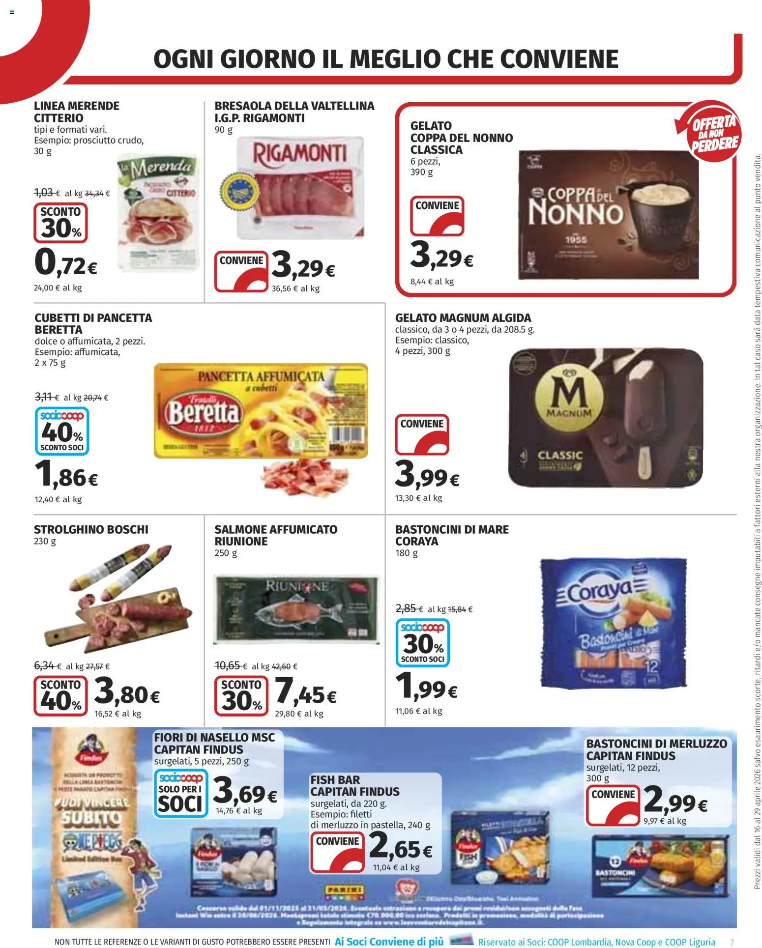 Volantino COOP del 16.04.2026 | Pagina: 7 | Prodotti: Merluzzo, Bresaola, Pancetta, Nasello