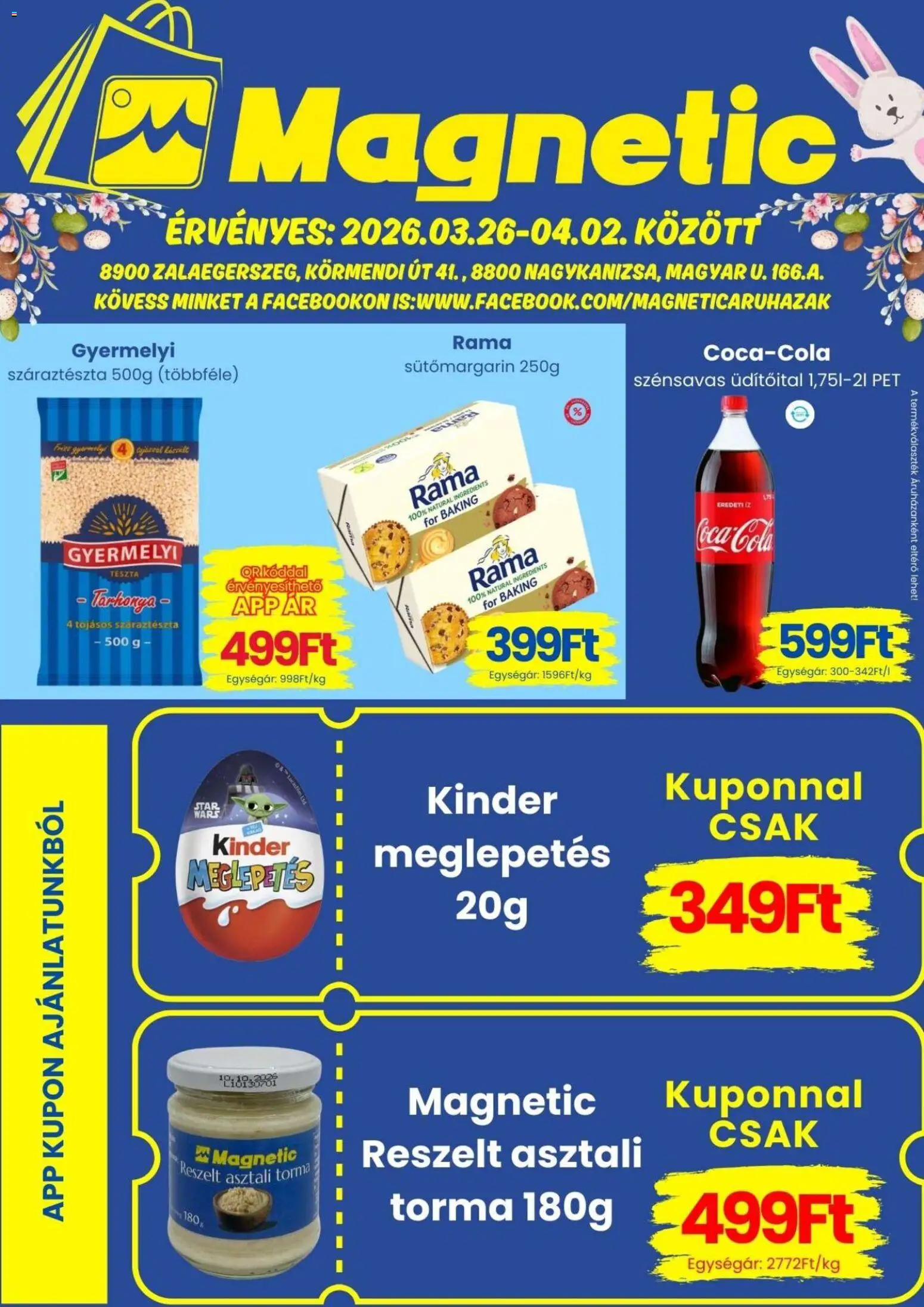 Magnetic akciós ujság - amely érvényes a következő dátumtól: 26.03.2026 | Oldal: 1 | Termékek: Rama, Torma, Coca Cola, Cola