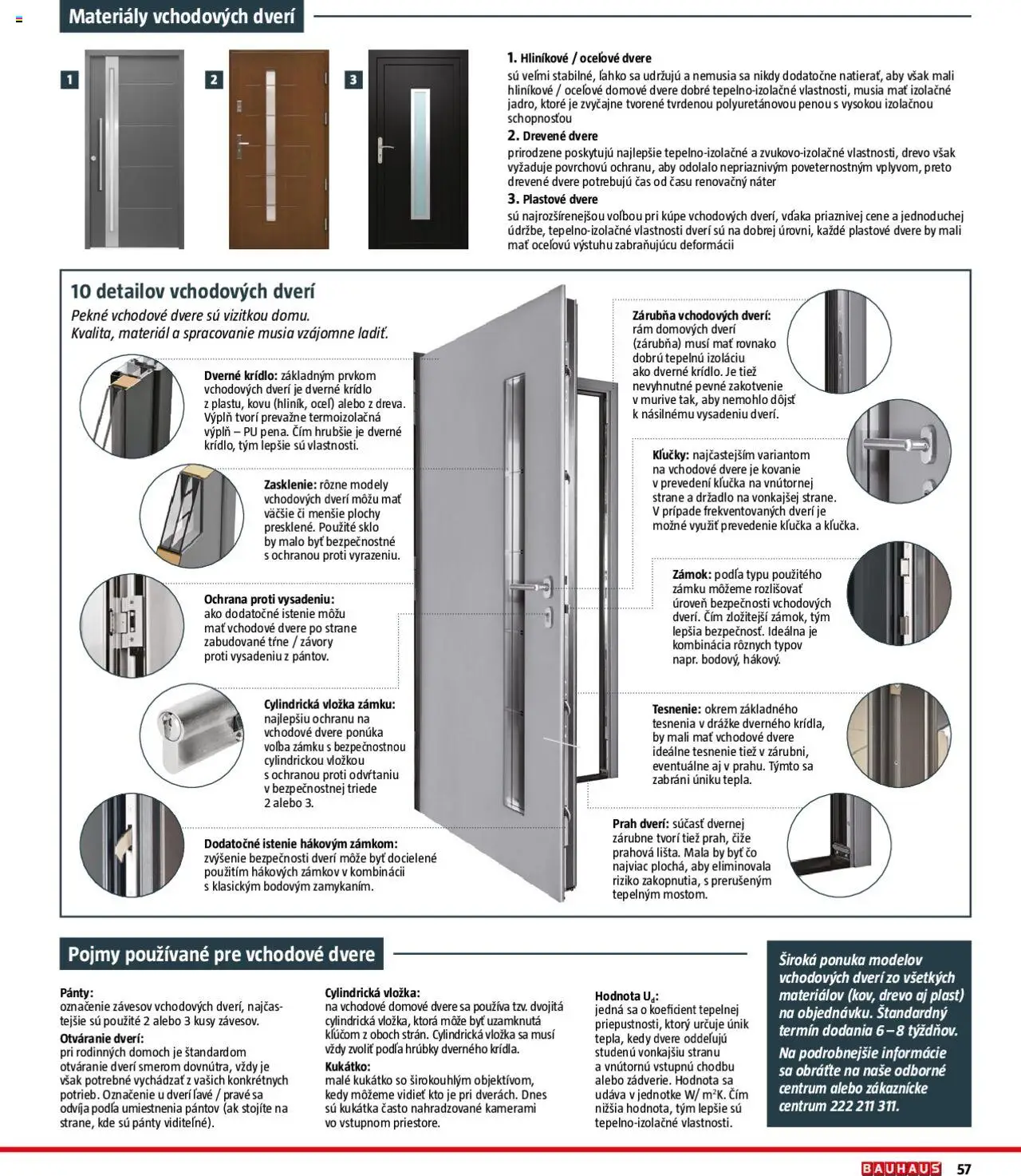 Nové Bauhaus akcie – leták je platný od 08.09.2025 | Strana: 57 | Produkty: Plastové dvere, Drevené dvere, Kovanie, Rám