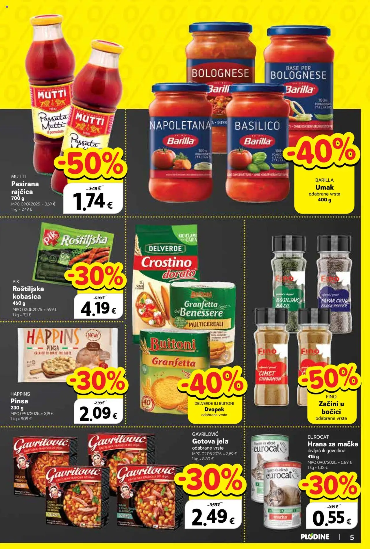Plodine katalog | vrijedi od 17.09.2025 | Stranica: 5 | Proizvodi: Govedina, Dvopek, Rajčica, Barilla