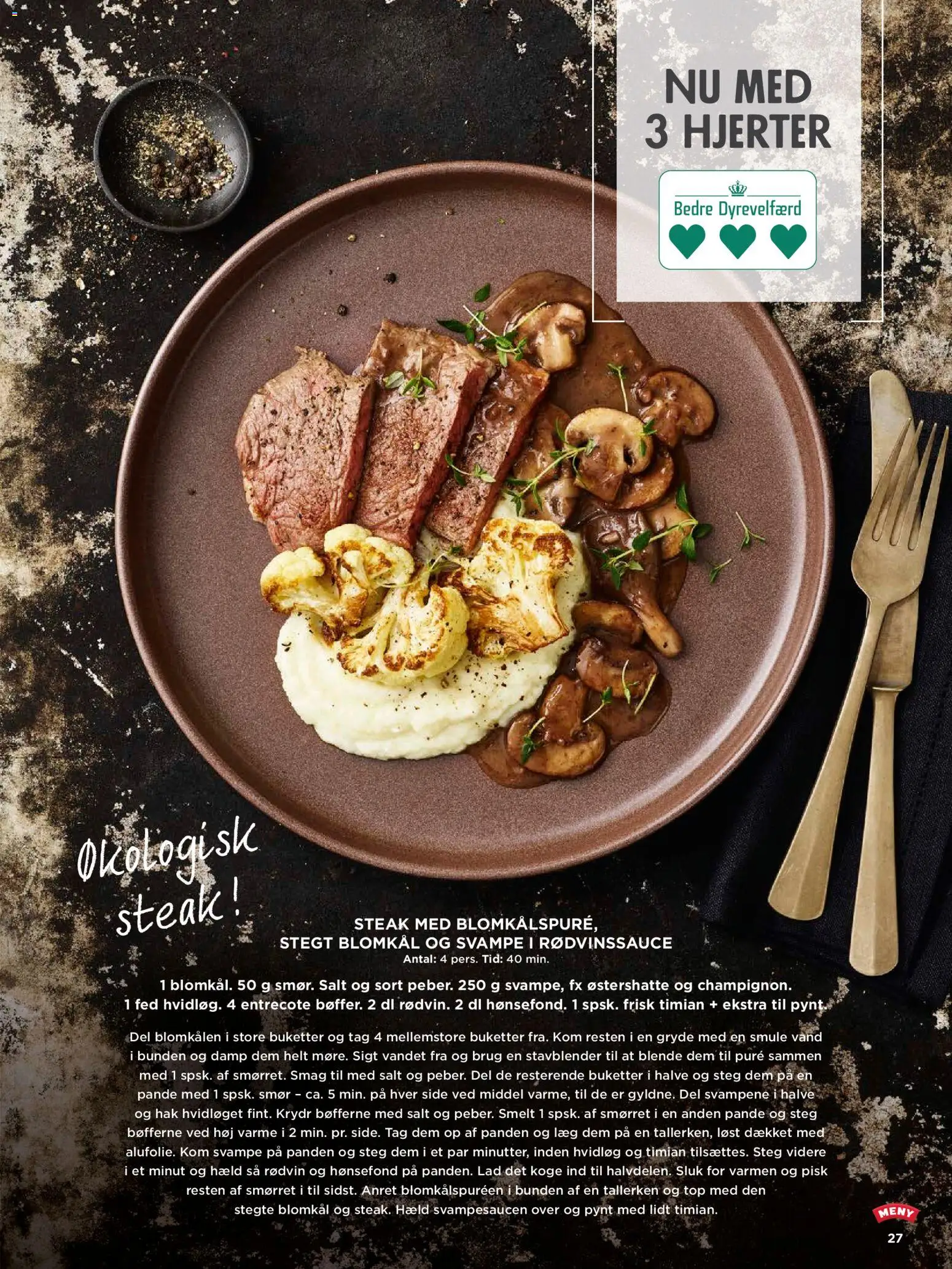 Meny tilbudsavis – gyldig fra 01.02.2026 | Side: 27 | Produkter: Svampe, Smør, Rødvinssauce, Salt
