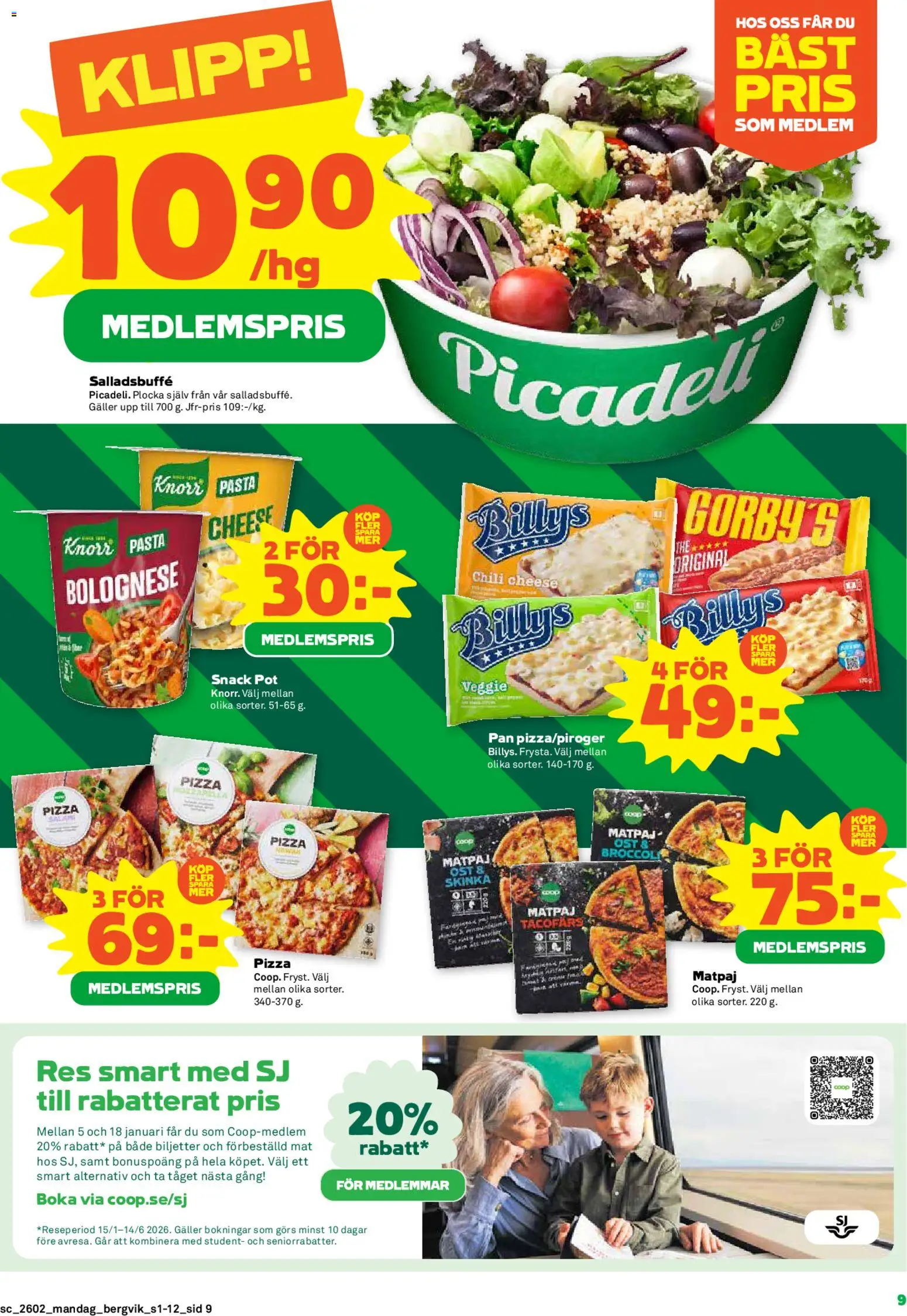 Stora Coop reklamblad aktuell från 05.01.2026 | Sida: 9 | Produkter: Chili, Skinka, Pizza, Pasta