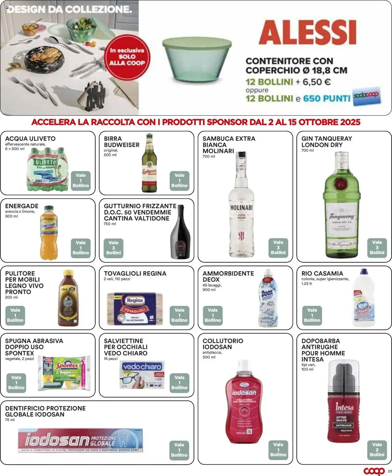 Volantino COOP del 02.10.2025 | Pagina: 23 | Prodotti: Dentifricio, Birra, Acqua, Occhiali