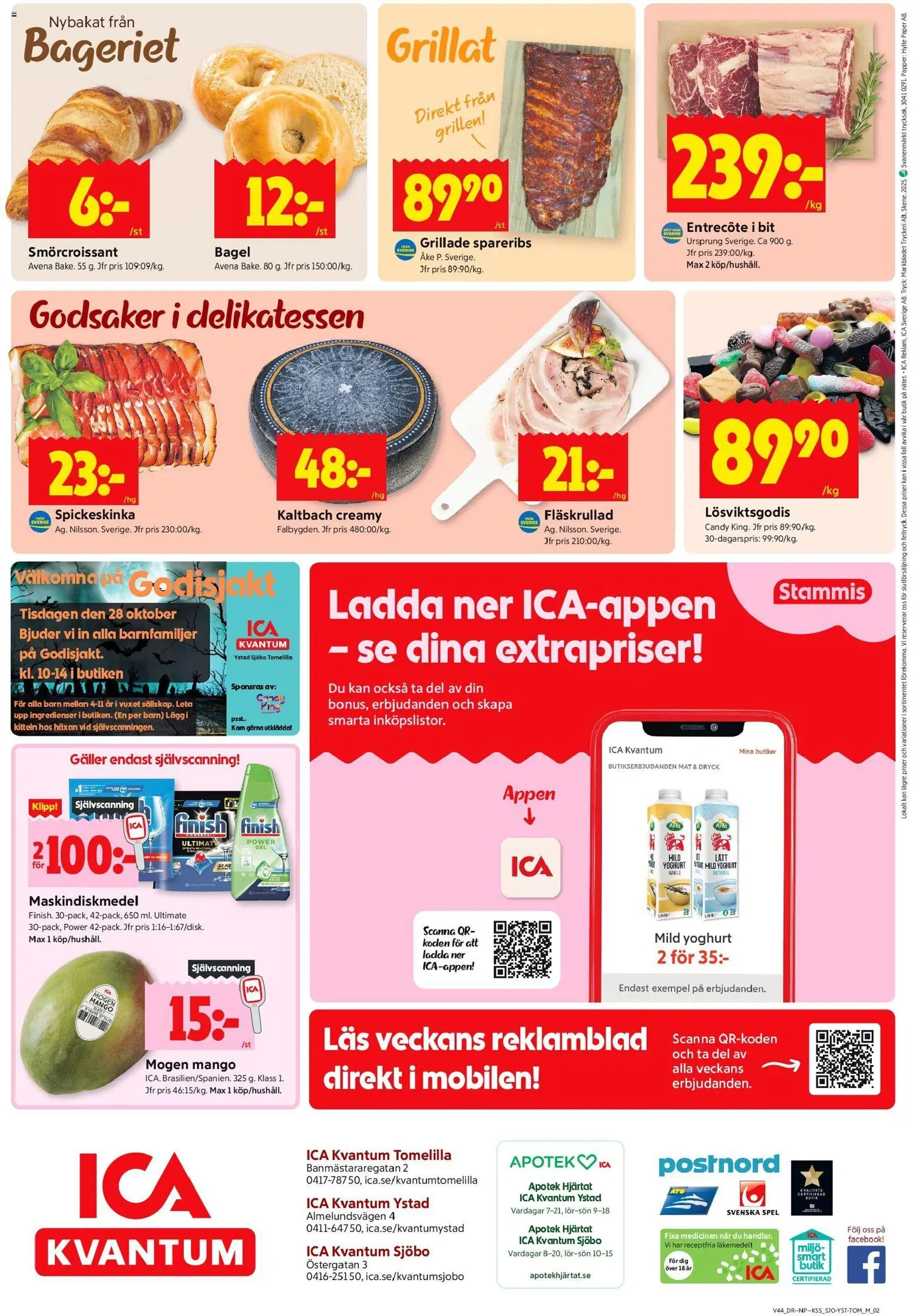ICA Kvantum reklamblad aktuell från 27.10.2025 | Sida: 12 | Produkter: Entrecote, Yoghurt, Mango, Spel