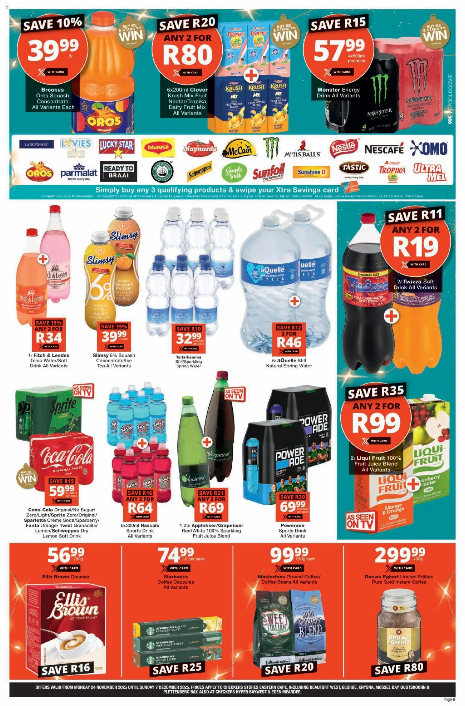 New Checkers catalogue – valid from 24.11.2025 | Page: 9 | Products: Creamer, Water, Lemon, Estuche organizador de viaje
