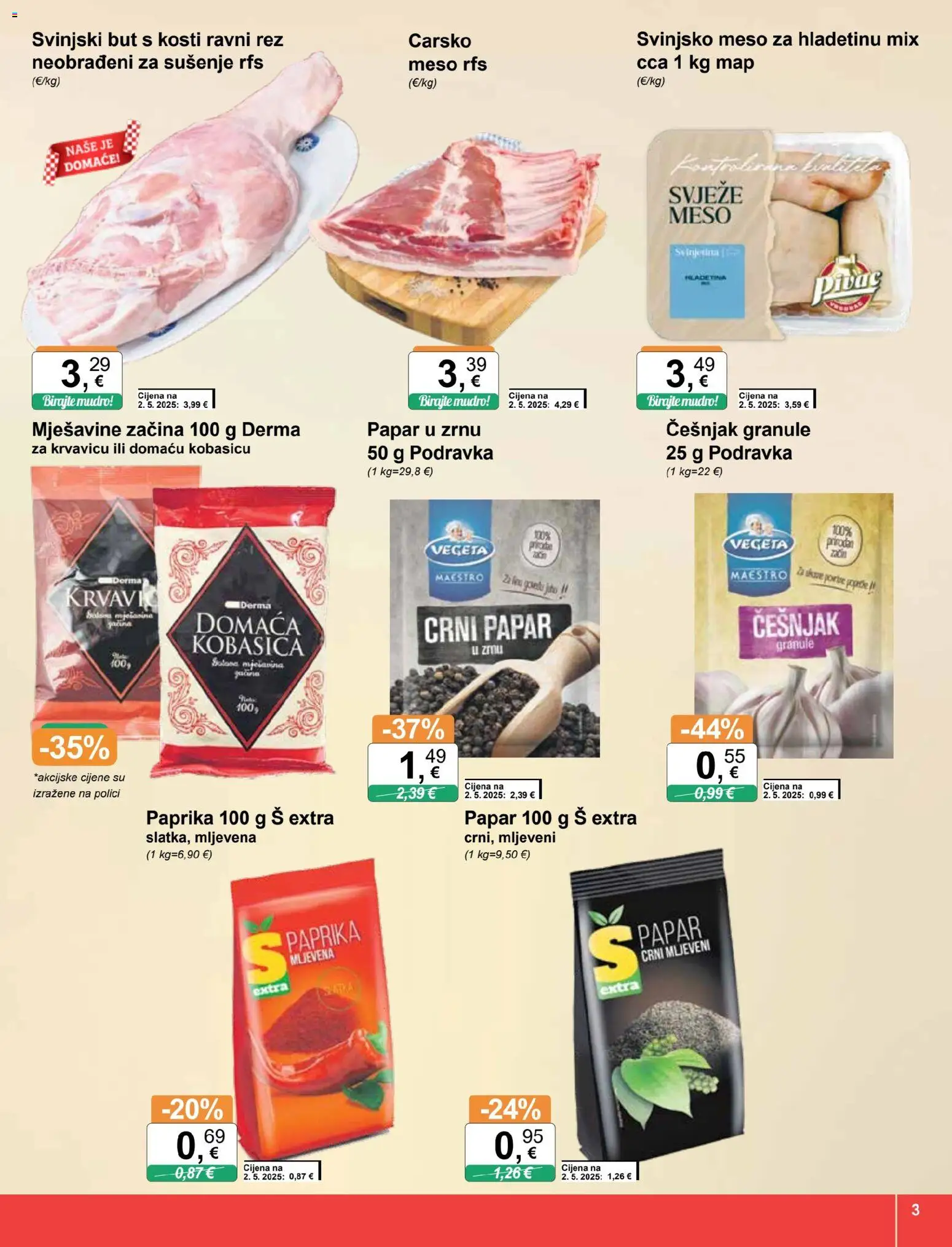KTC katalog | vrijedi od 12.11.2025 | Stranica: 3 | Proizvodi: Svinjsko meso, Svinjski but, Kobasica, Vegeta