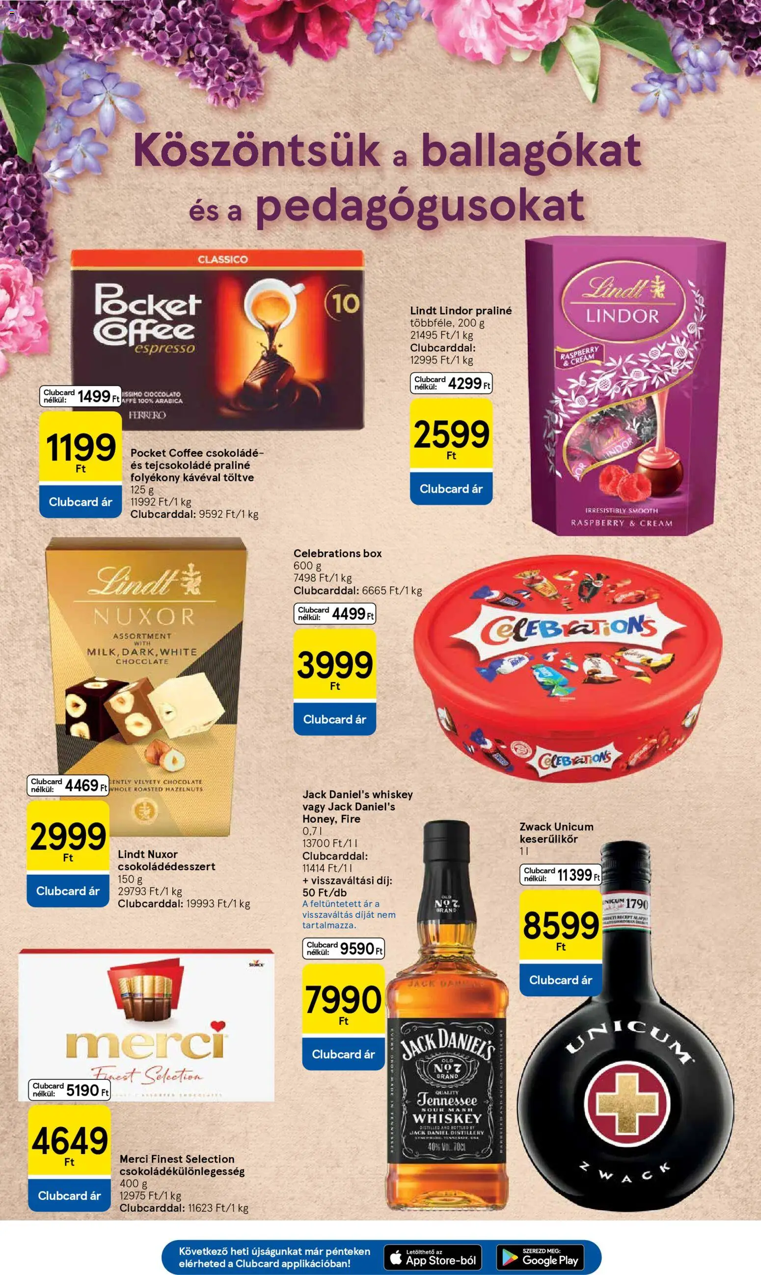 Tesco akciós ujság - amely érvényes a következő dátumtól: 29.04.2026 | Oldal: 5 | Termékek: Whiskey, Praliné, Tejcsokoládé, Csokoládé