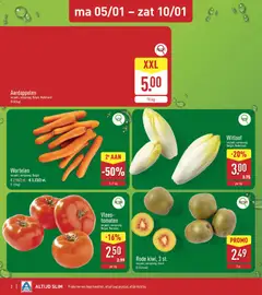 Aldi folder week 1 - Voorbeeld van een folder van Aldi, geldig van 05.01.2026 | Pagina: 2 | Producten: Tomaten, Sós kalács, Wortelen