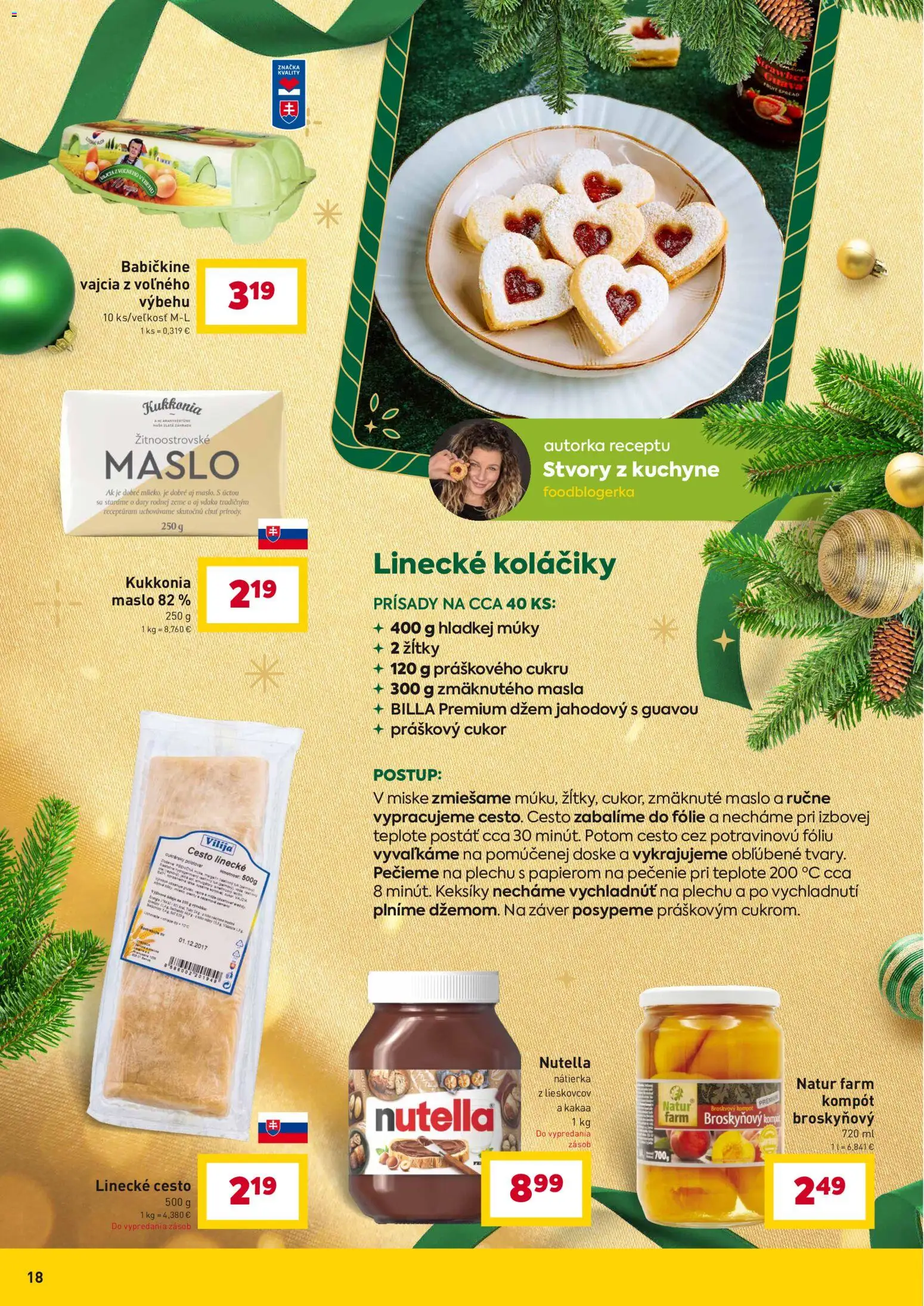 Nové Billa akcie – leták je platný od 10.12.2025 | Strana: 18 | Produkty: Maslo, Kuchyne, Cukor, Nutella