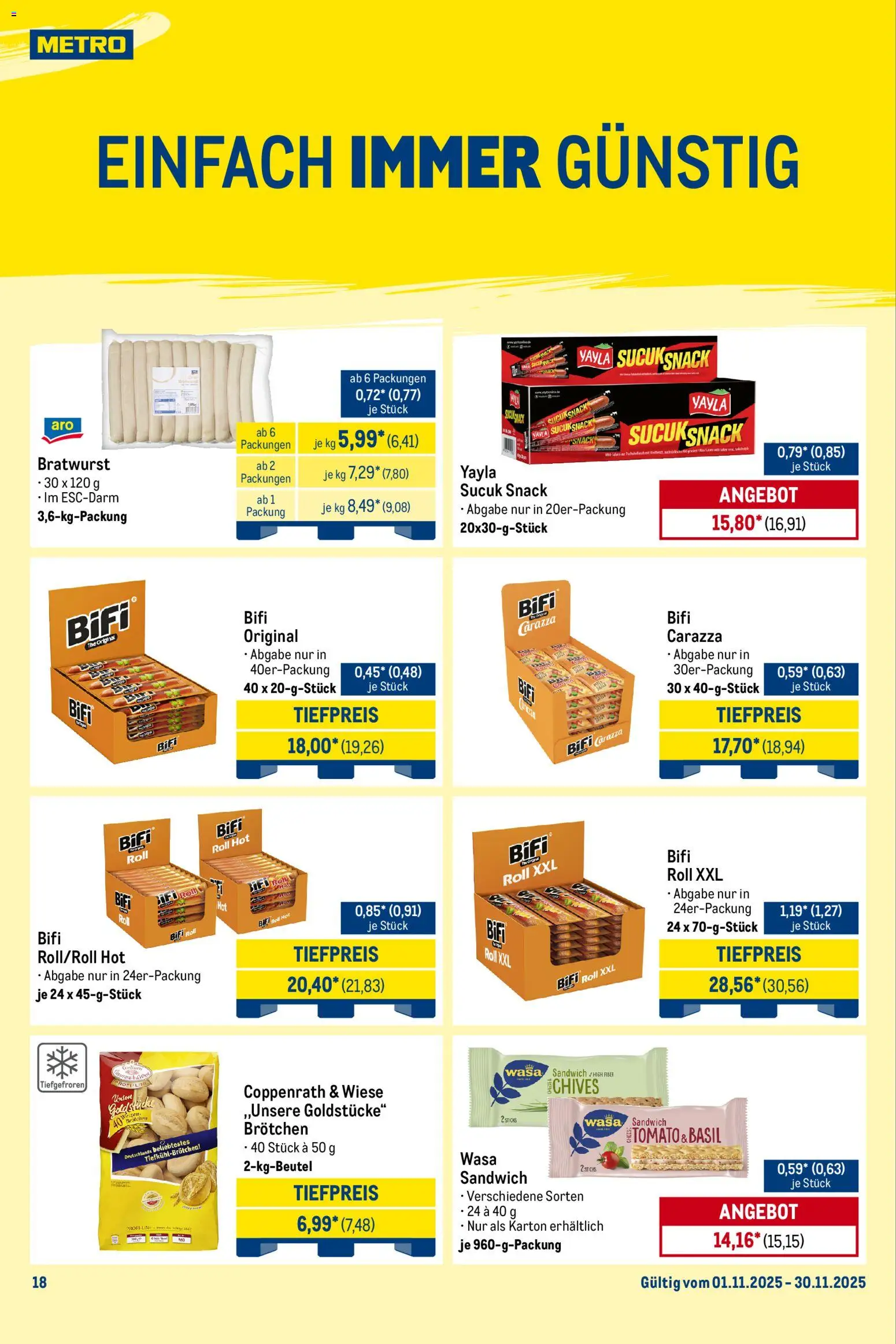Metro Wochen-Angebote Händler – gültig ab 03.11.2025 | Seite: 26 | Produkte: Bifi, Bratwurst