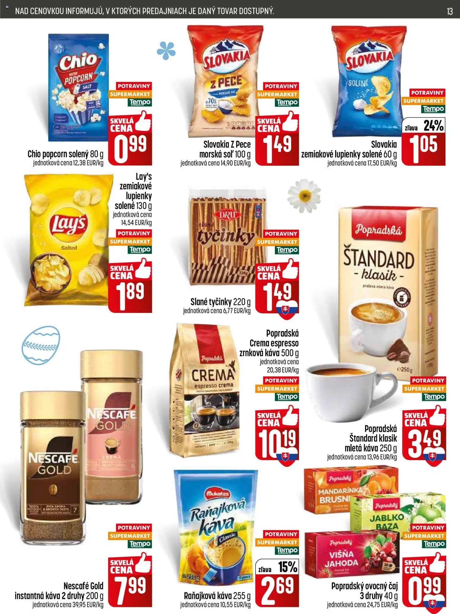 Nové COOP Jednota akcie – leták je platný od 12.03.2026 | Strana: 13 | Produkty: Káva, Čaj, Nescafé Gold, Zrnková káva