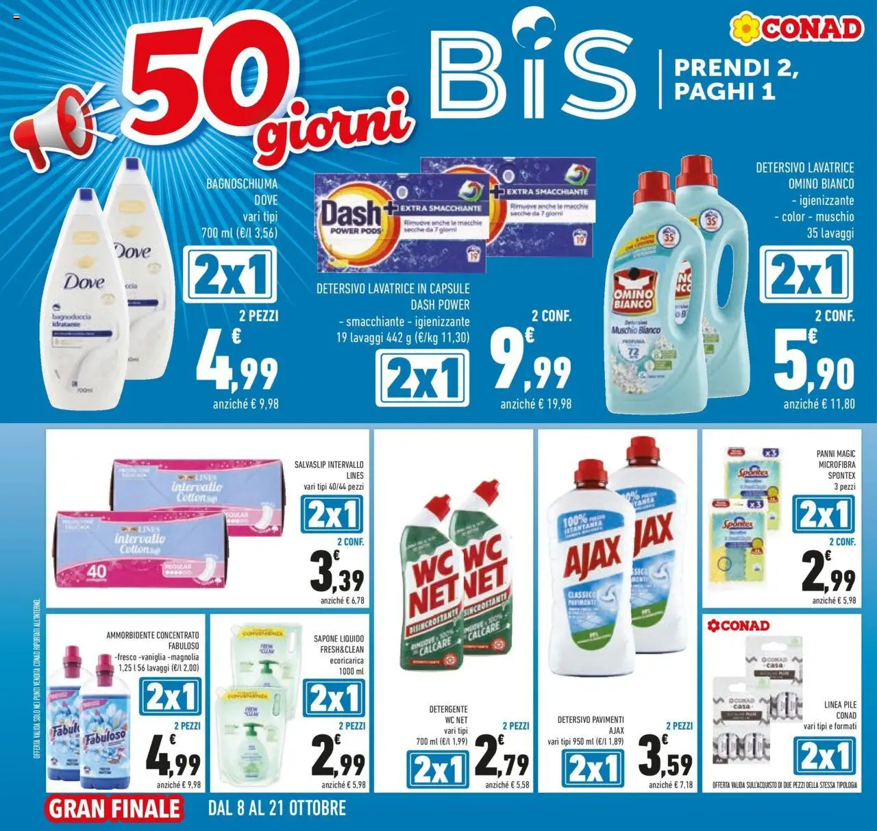 Volantino Conad del 08.10.2025 | Pagina: 16 | Prodotti: Sapone, Bagnoschiuma, Detergente, WC