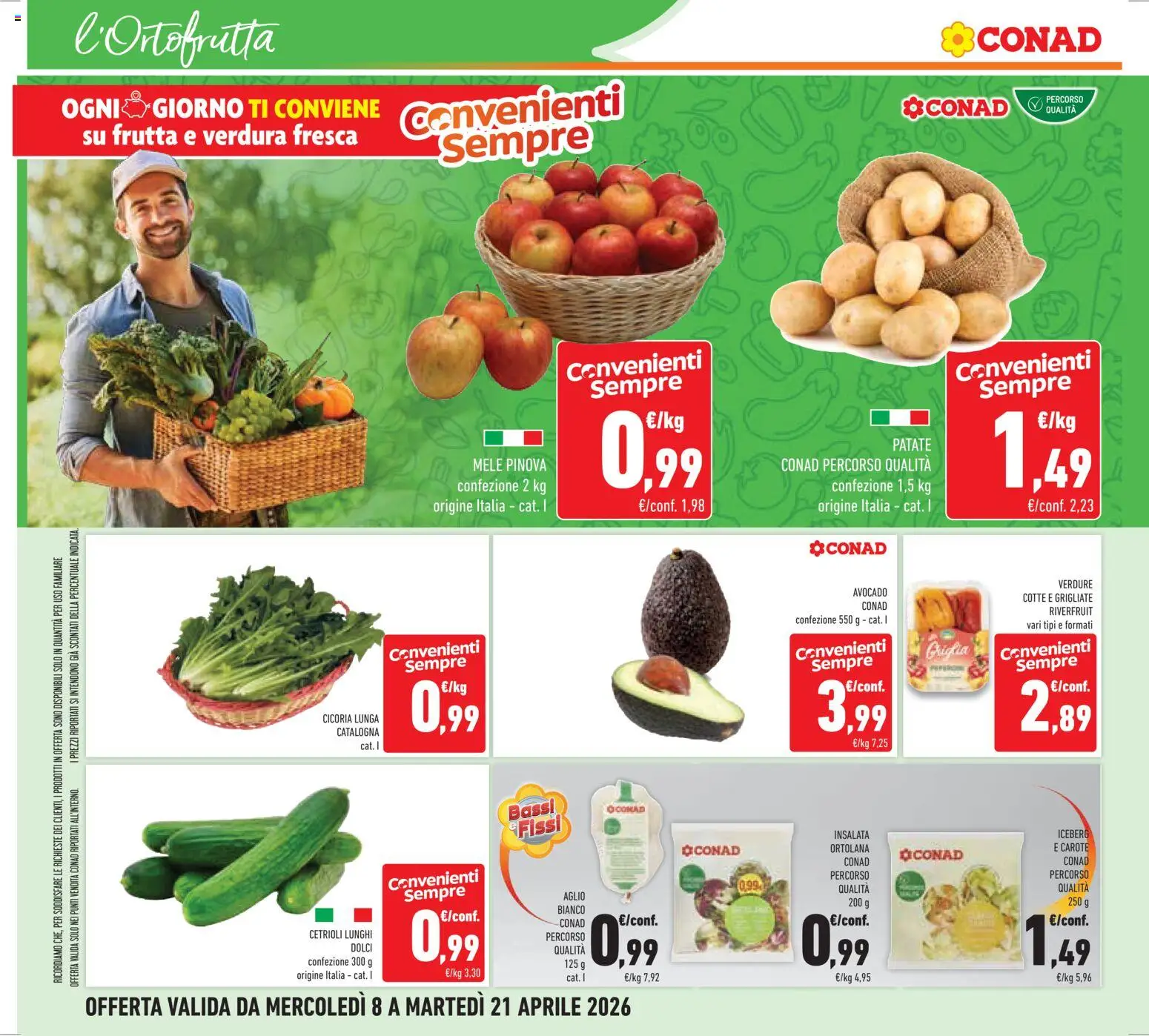 Volantino Conad del 08.04.2026 | Pagina: 10 | Prodotti: Cetrioli, Insalata, Verdure, Aglio