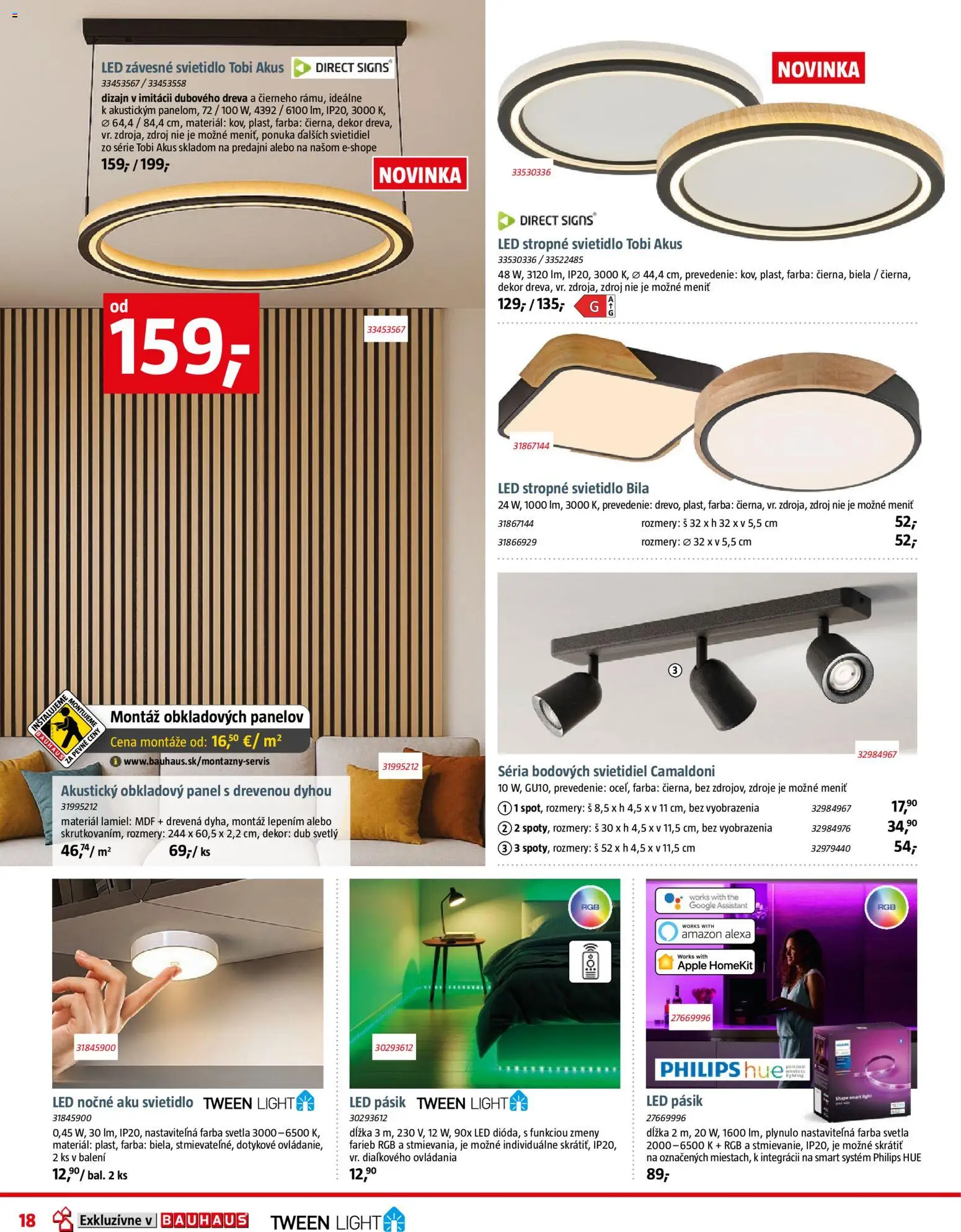 Nové Bauhaus akcie – leták je platný od 09.02.2026 | Strana: 18 | Produkty: Závesné svietidlo, Stropné svietidlo, Led stropné svietidlo, Led pásik