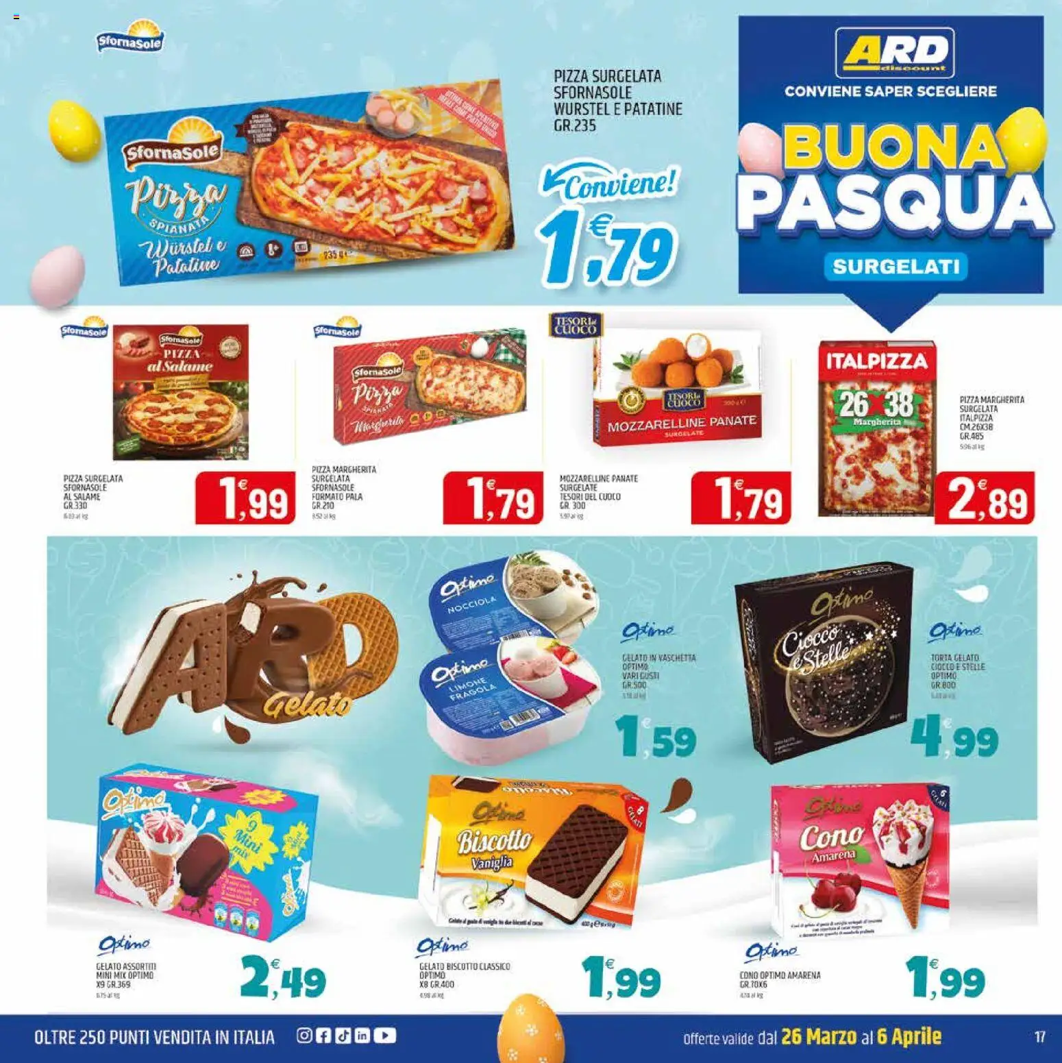 Volantino ARD Discount del 26.03.2026 | Pagina: 17 | Prodotti: Pizza, Patatine, Wurstel, Amarena