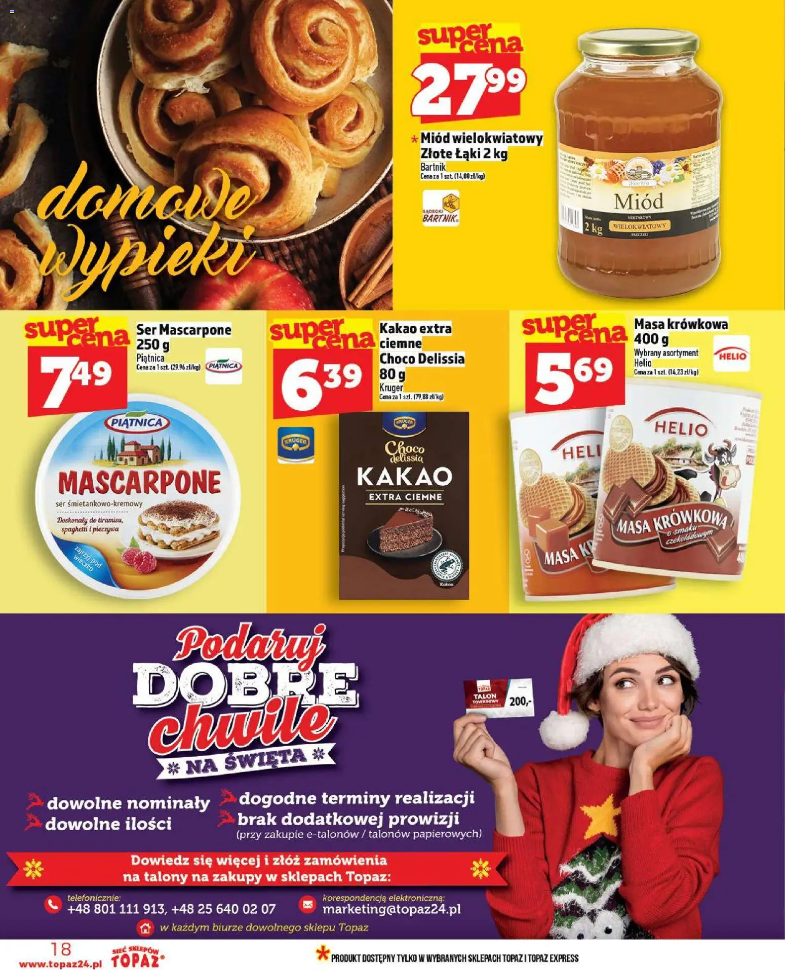 Topaz Gazetka od 06.11.2025 | Strona: 18 | Produkty: Kakao, Mascarpone, Ser, Ser mascarpone