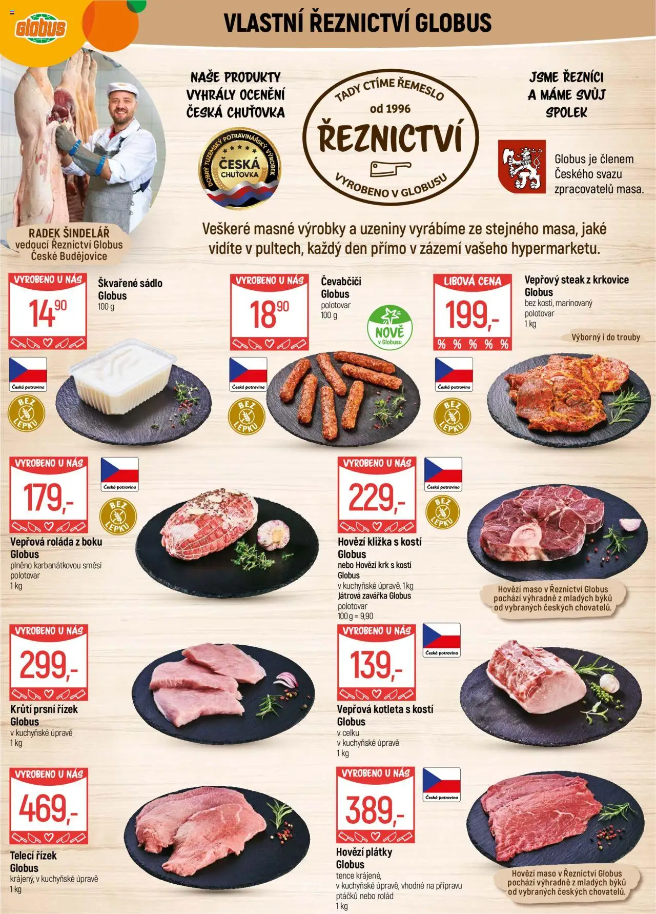 Globus leták - České Budějovice od 08.10.2025 | Strana: 5 | Produkty: Globus, Hovězí maso, Hovězí kližka, Krkovice