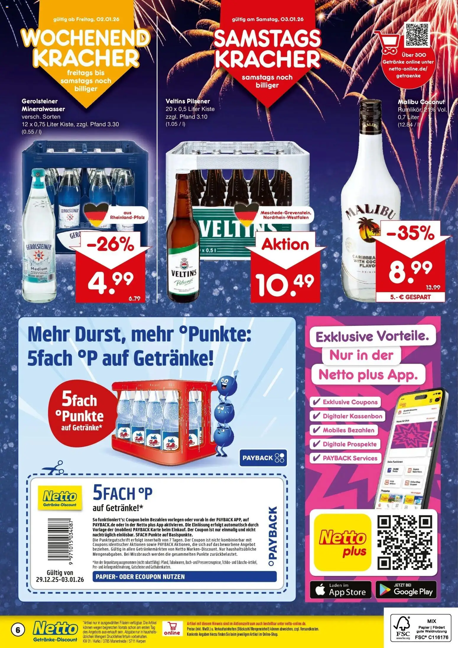 Netto Marken-Discount prospekt Marienheide	 – gültig ab 28.12.2025 | Seite: 6 | Produkte: Mineralwasser, Veltins, Gerolsteiner