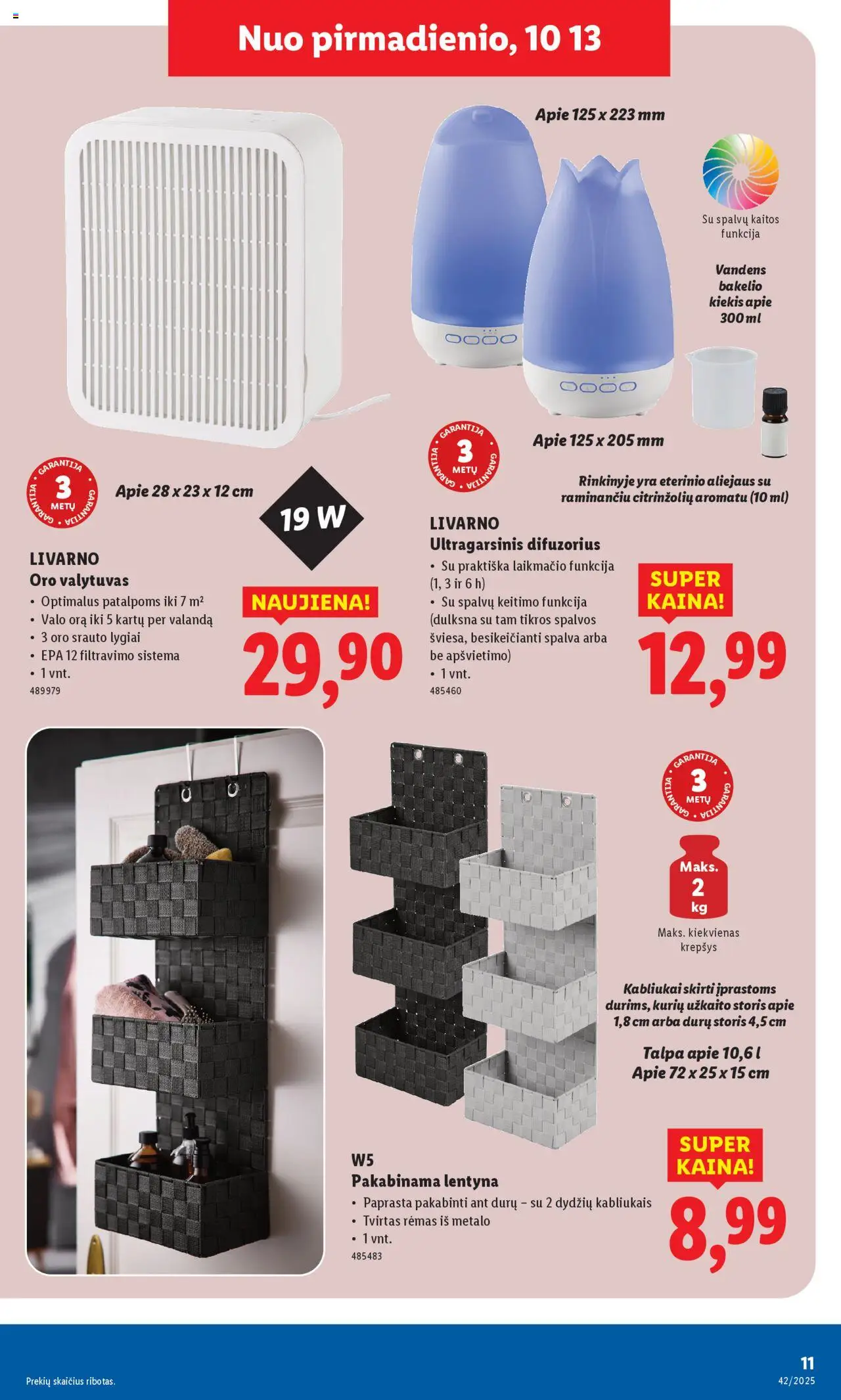 LIDL akcijos nuo 13.10.2025 | Puslapis: 11 | Prekių: Oro valytuvas, Lentyna, Krepšys