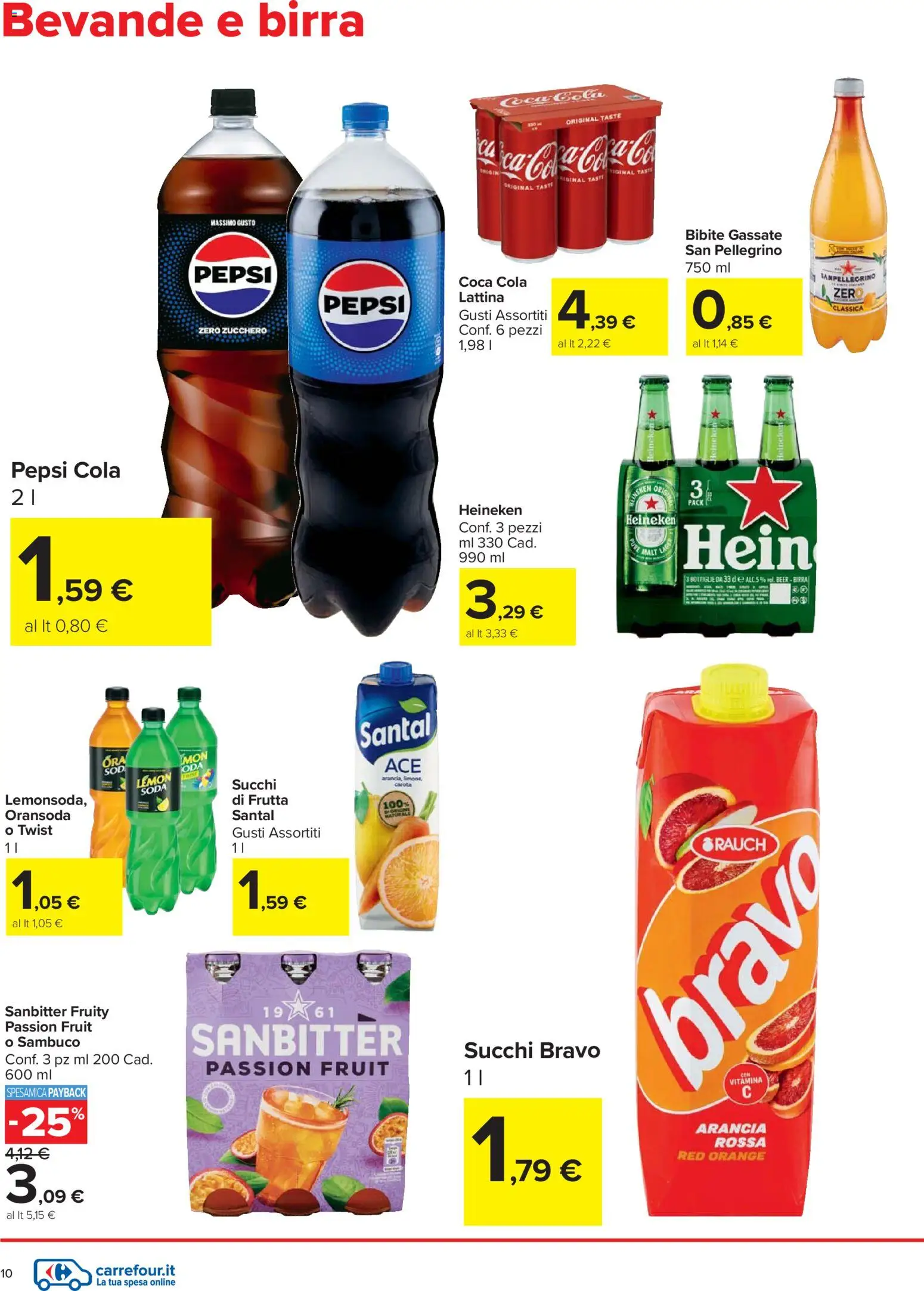 Volantino Carrefour del 27.12.2025 | Pagina: 10 | Prodotti: Birra, Frutta, Pepsi, Coca Cola