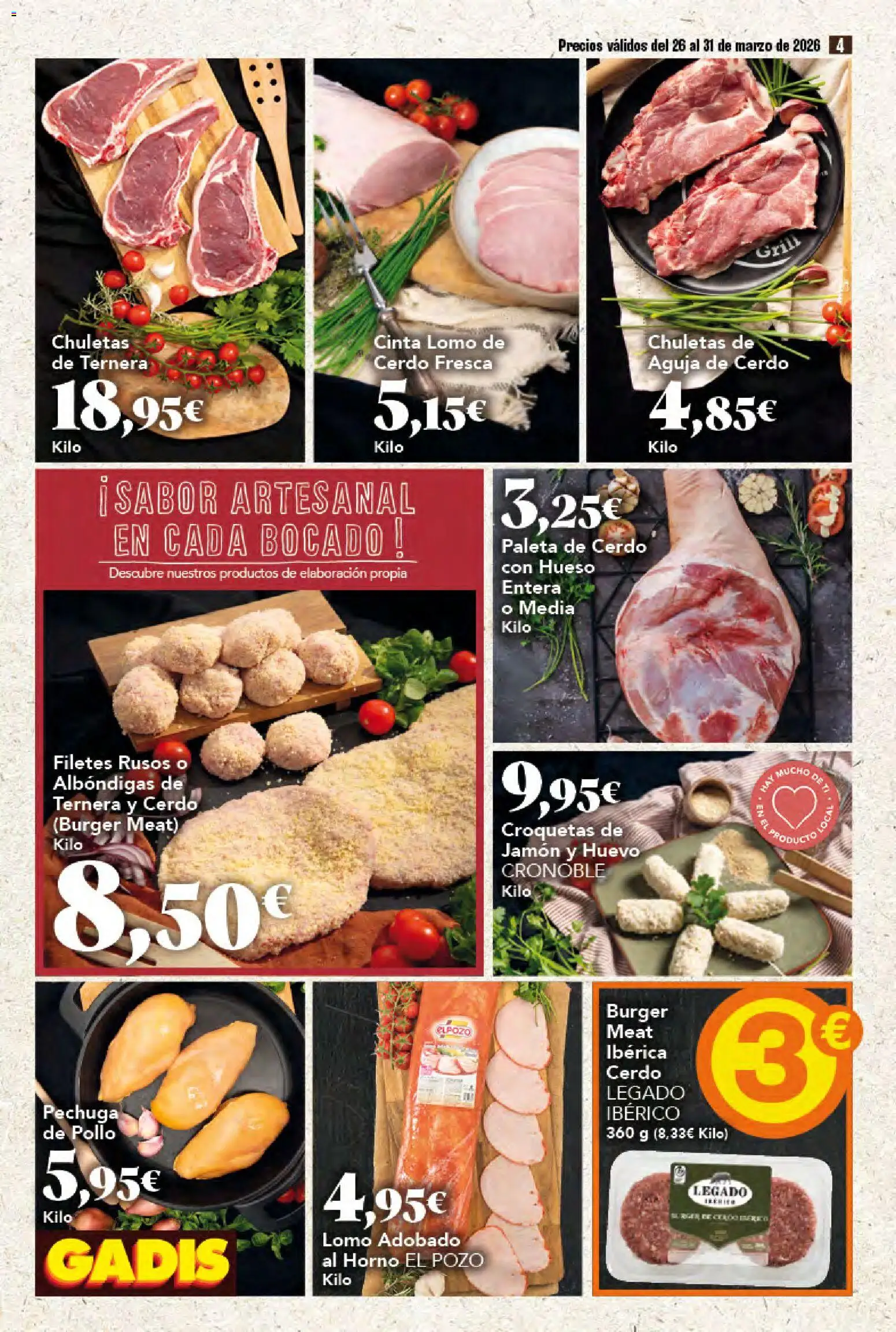 Gadis folleto │ válido desde el 26.03.2026 | Página: 4 | Productos: Jamón, Cerdo, Horno, Croquetas