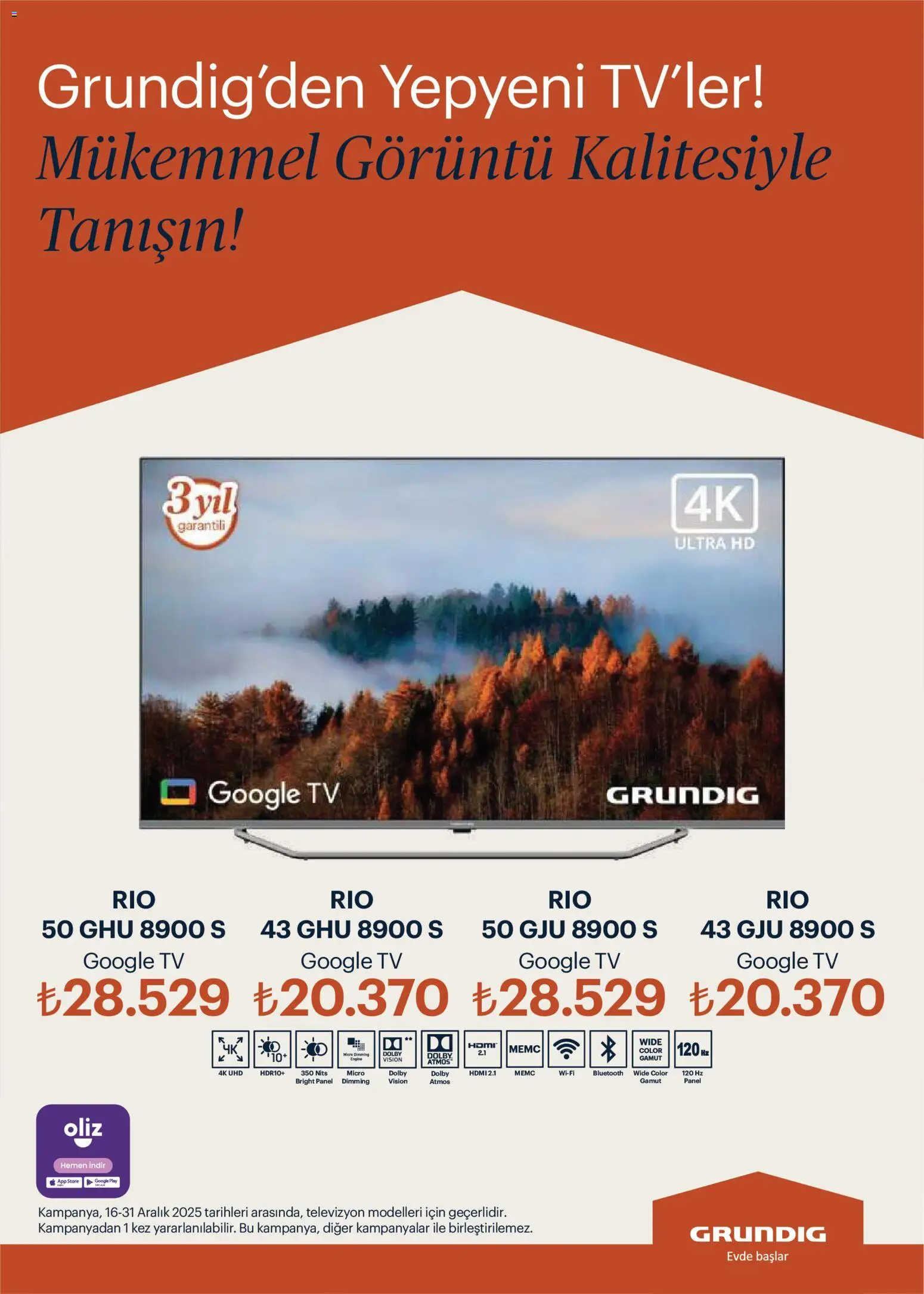 Arçelik Katalog - 16.12.2025 tarihinden itibaren geçerlidir | Sayfa: 100 | Ürünler: TV, Televizyon
