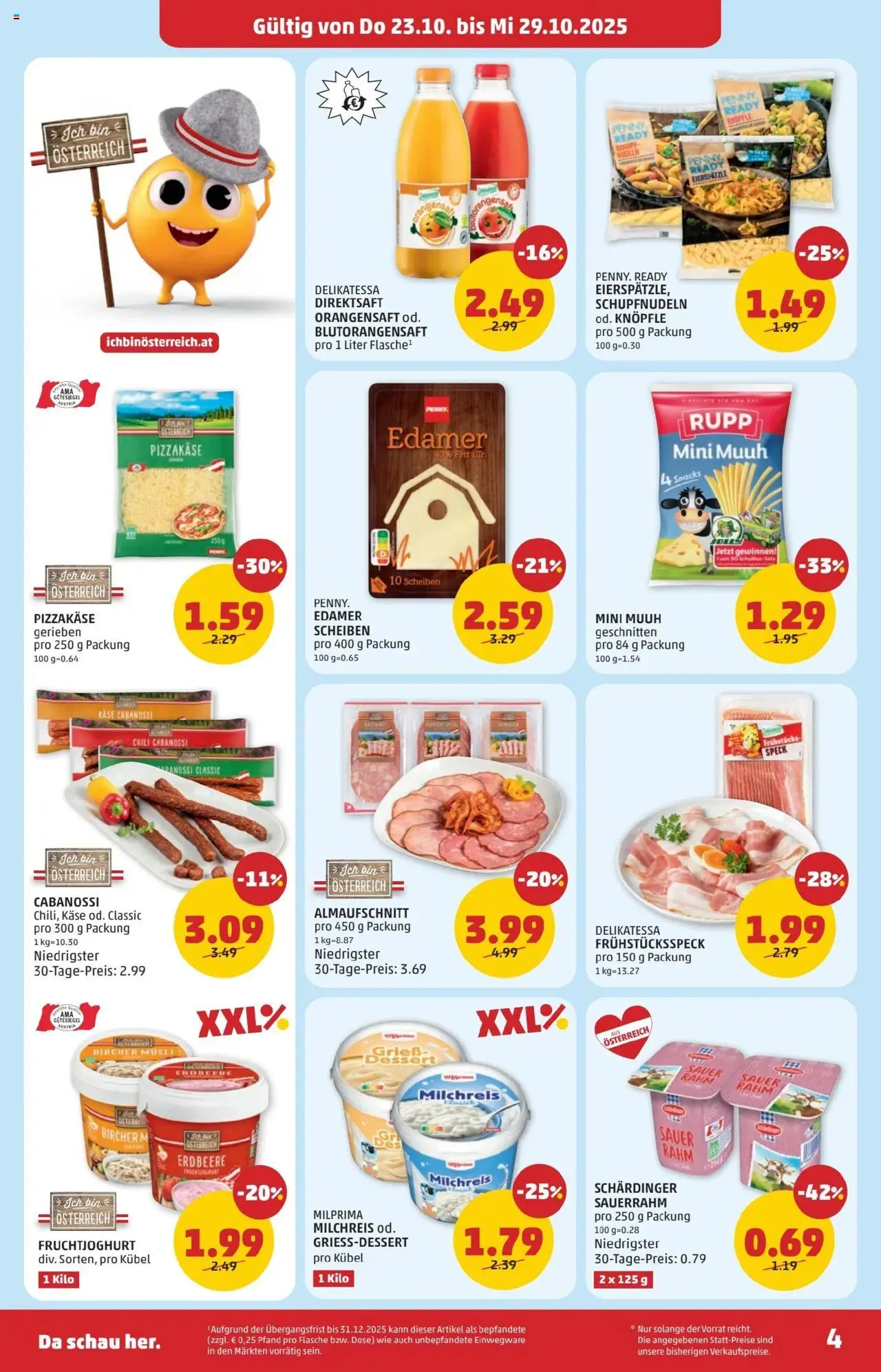 Penny Markt - Eröffnung in 7121 Weiden am See gültig ab 23.10.2025 | Seite: 4 | Produkte: Chili, Käse, Nudeln, Sauerrahm