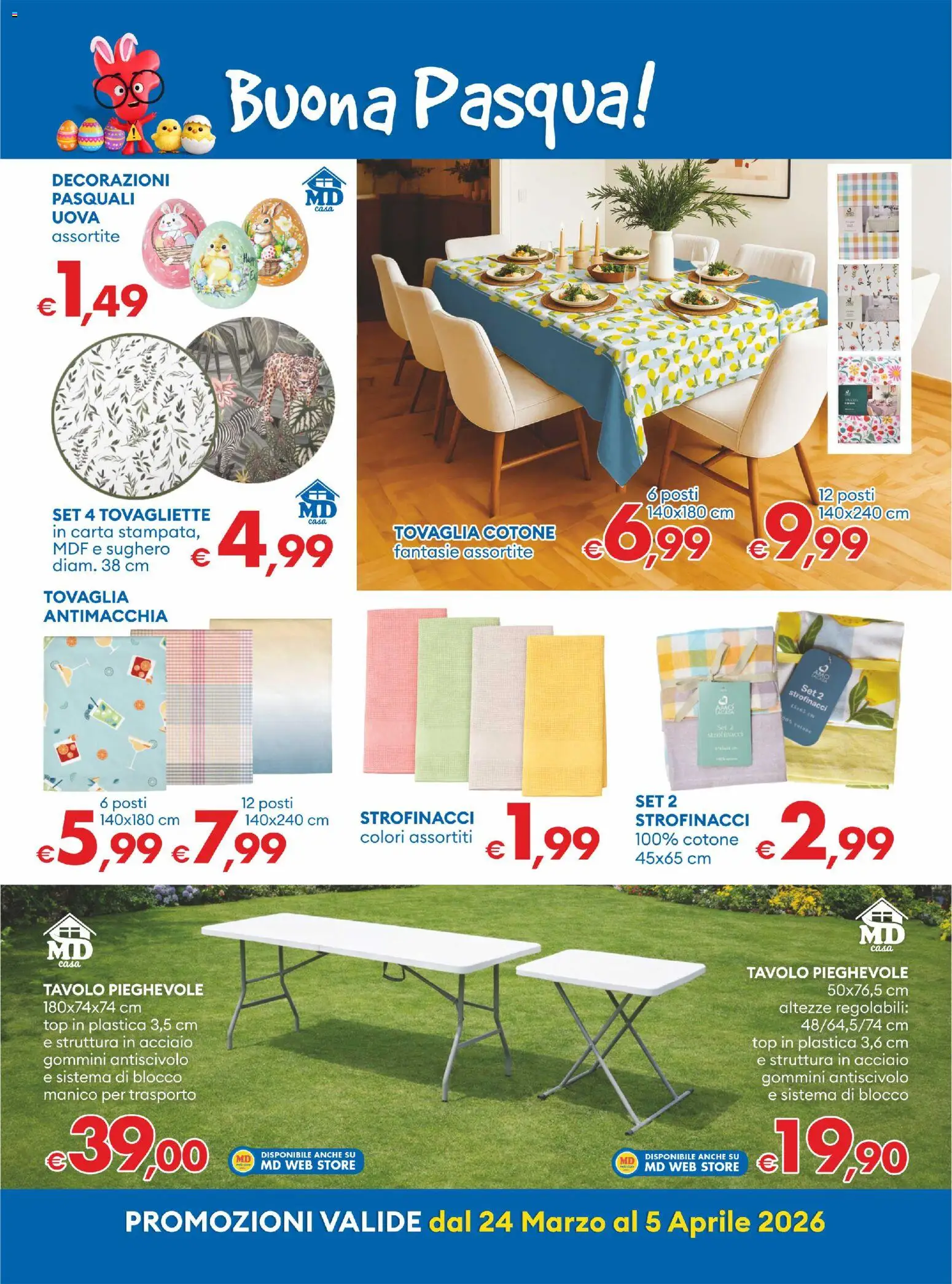 Volantino MD Discount del 24.03.2026 | Pagina: 16 | Prodotti: Uova, Top, Tavolo, Tovaglia