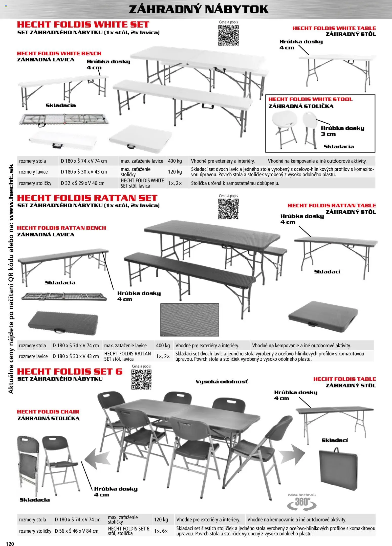 Nové Hecht akcie – leták je platný od 30.10.2025 | Strana: 120 | Produkty: Nábytok, Stoličky, Stôl, Záhradný stôl