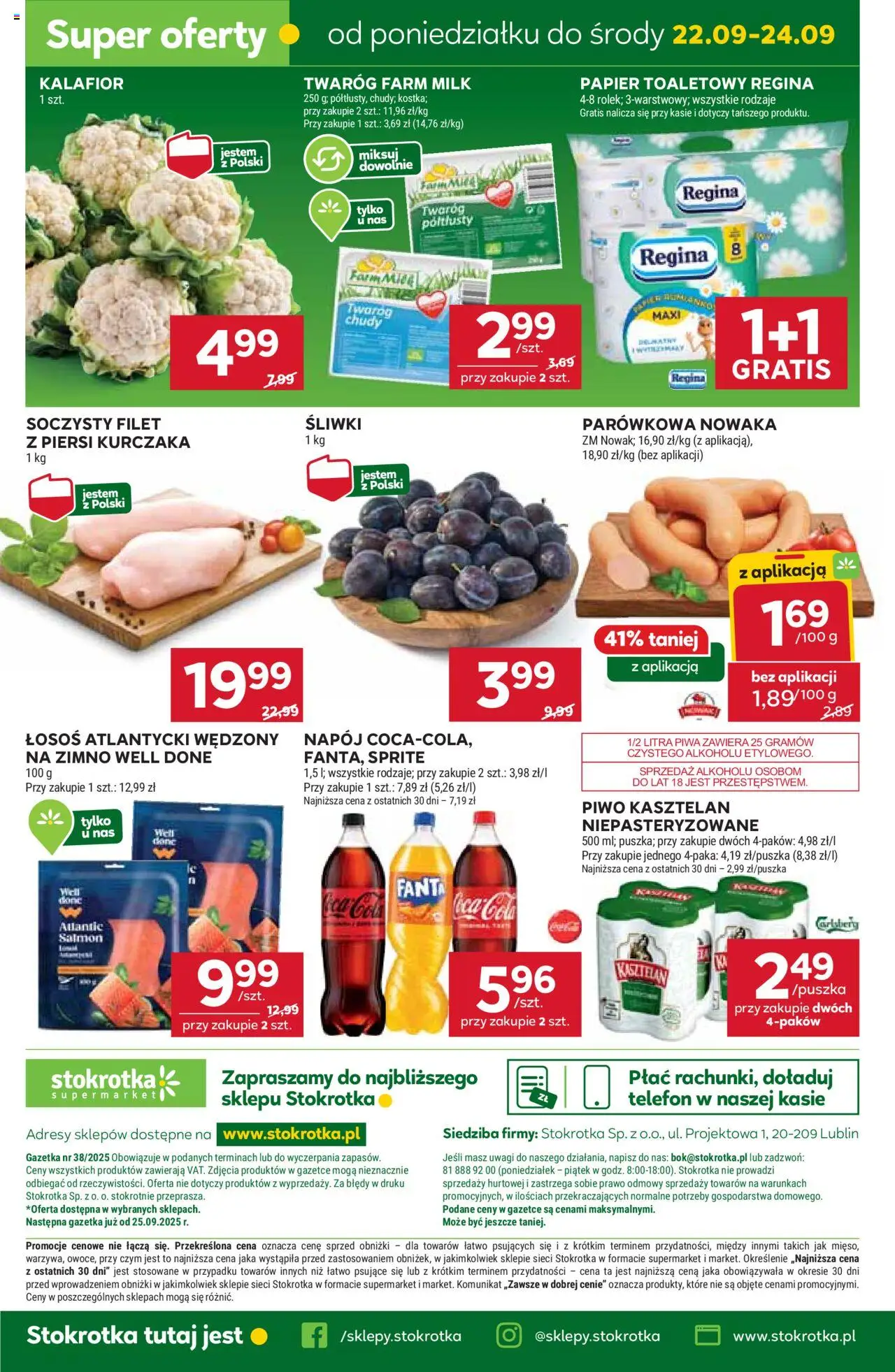 Stokrotka Gazetka od 18.09.2025 | Strona: 48 | Produkty: Telefon, Papier toaletowy, Sprite, Łosoś