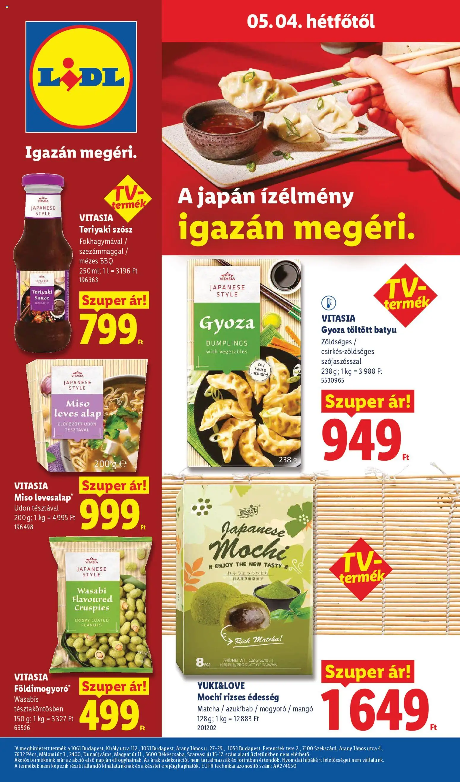 Lidl akciós ujság - amely érvényes a következő dátumtól: 30.04.2026 | Oldal: 64 | Termékek: Teriyaki szósz, Édesség, Wasabi, Mangó
