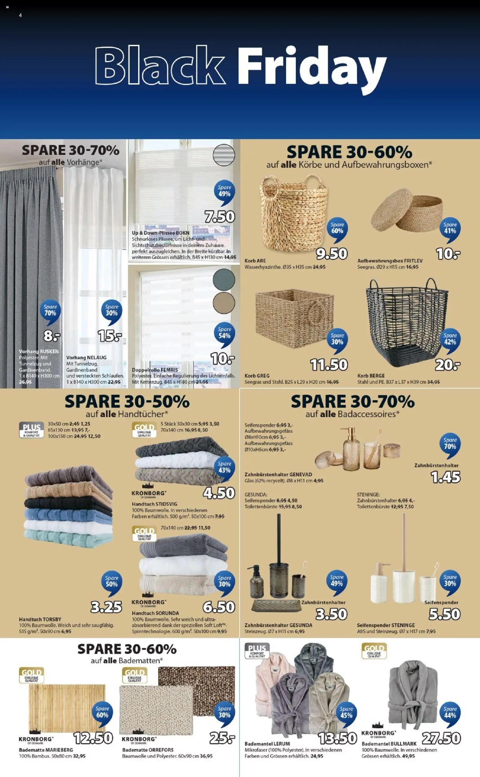 JYSK - Black Friday – gültig ab 24.11.2025 | Seite: 4 | Produkte: Seifenspender, Korb, Bademantel, Vorhang