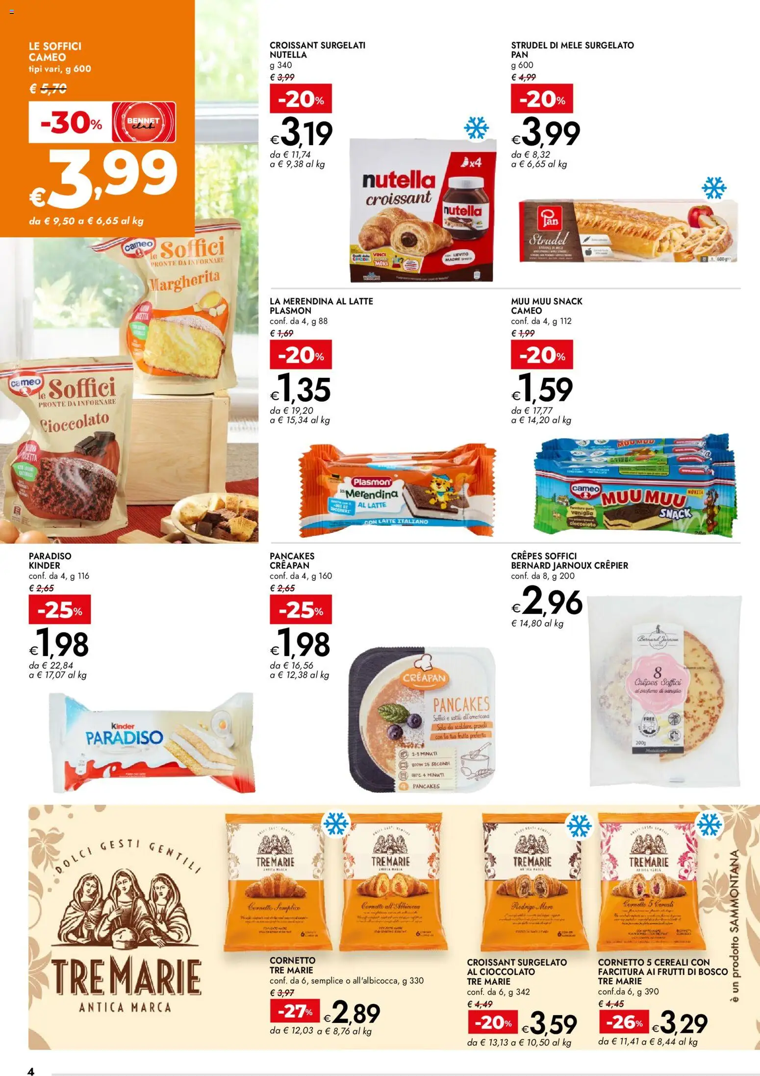 Volantino bennet del 19.02.2026 | Pagina: 4 | Prodotti: Cioccolato, Mele, Latte, Nutella