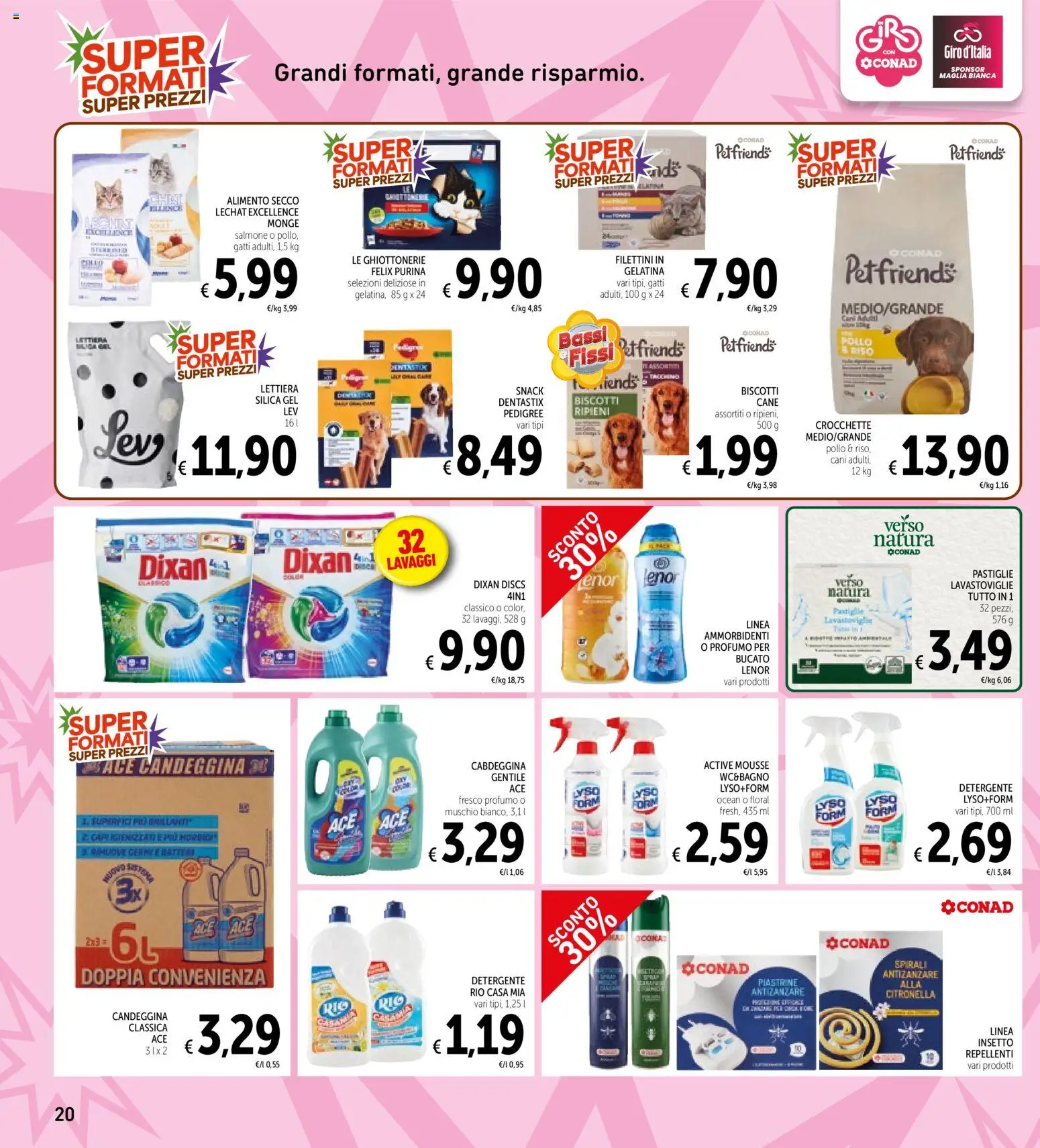 Volantino Spazio Conad del 30.04.2026 | Pagina: 20 | Prodotti: Pollo, Candeggina, Lavastoviglie, Profumo