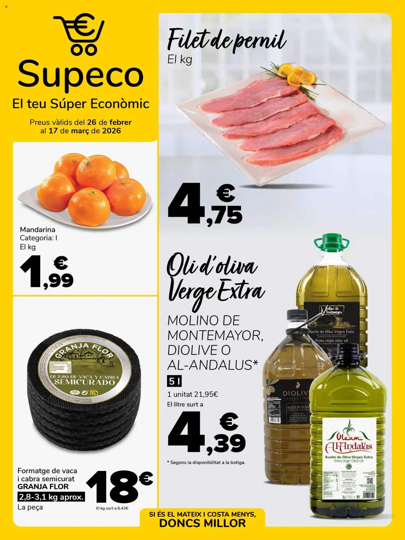 Supeco folleto │ válido desde el 26.02.2026 | Página: 1 | Productos: Queso de vaca, Queso, Aceite, Aceite de oliva virgen extra