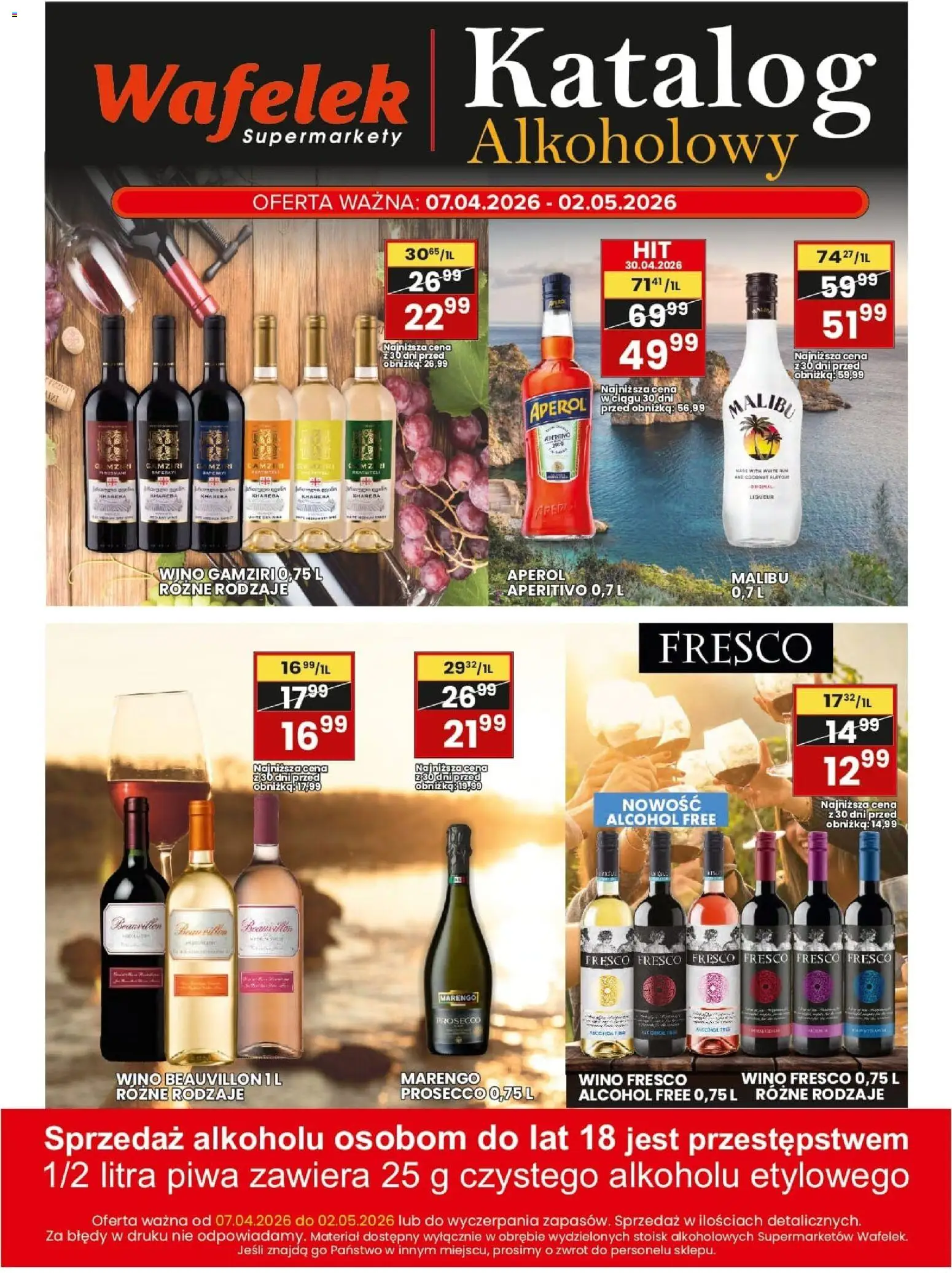 Wafelek gazetka alkoholowa od 07.04.2026 | Strona: 4 | Produkty: Fresco, Rum, Aperol, Prosecco