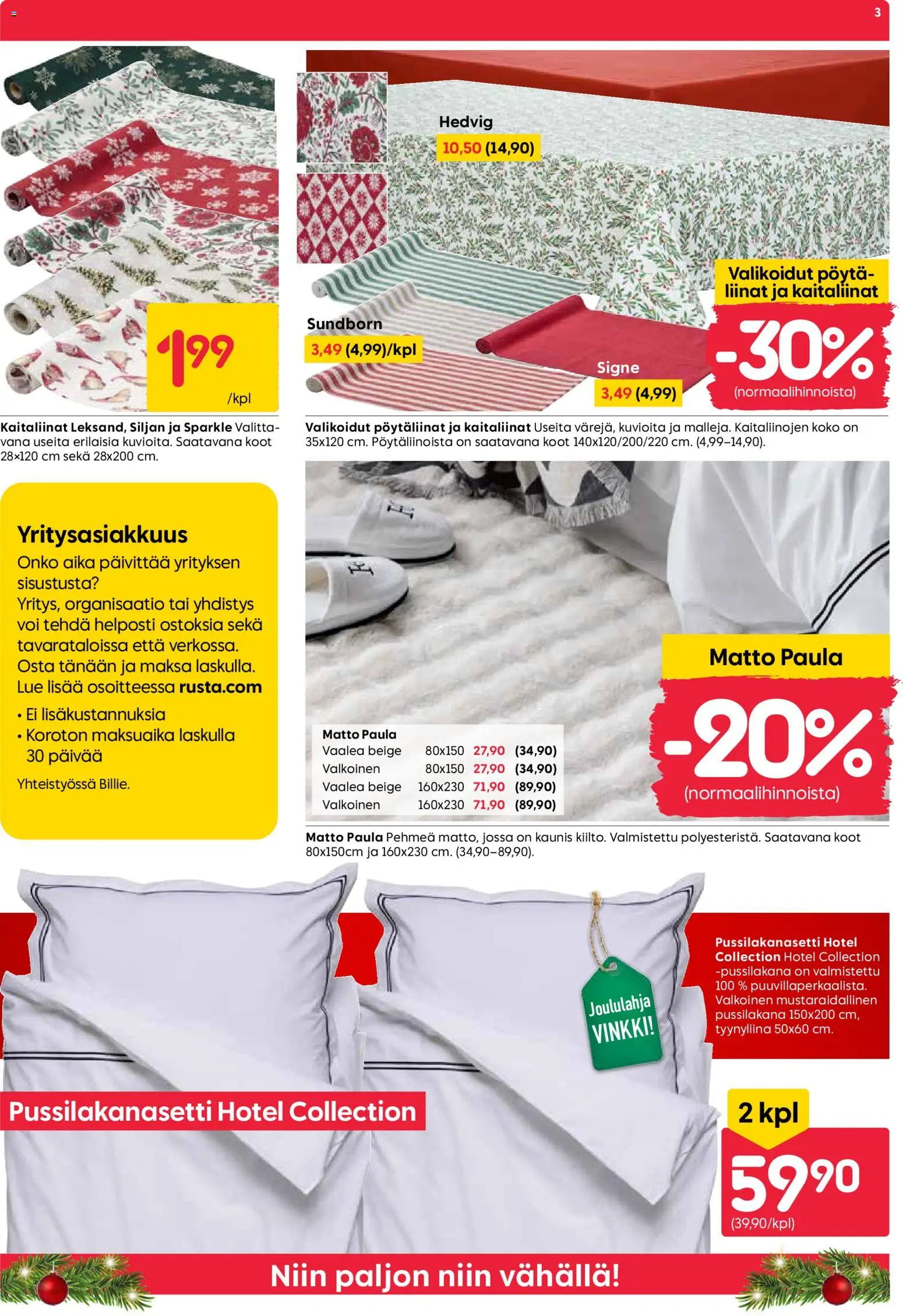 Rusta tarjoukset – voimassa 15.12.2025 alkaen | Sivu: 3 | Tuotteet: Pöytä, Matto, Voi, Tyynyliina