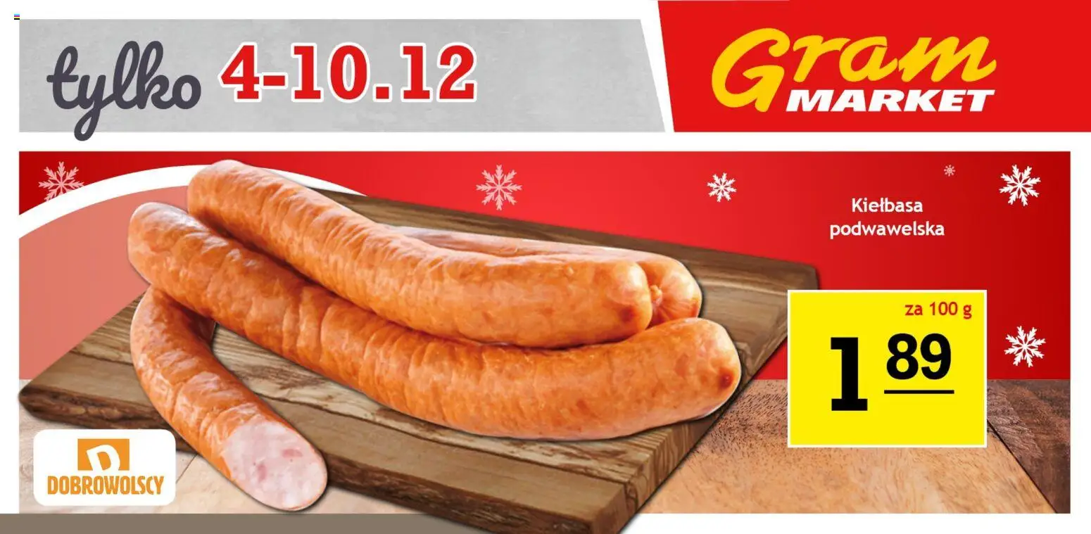 Gram Market Gazetka - Billboard od 04.10.2025 | Strona: 1 | Produkty: Kiełbasa, Kiełbasa podwawelska
