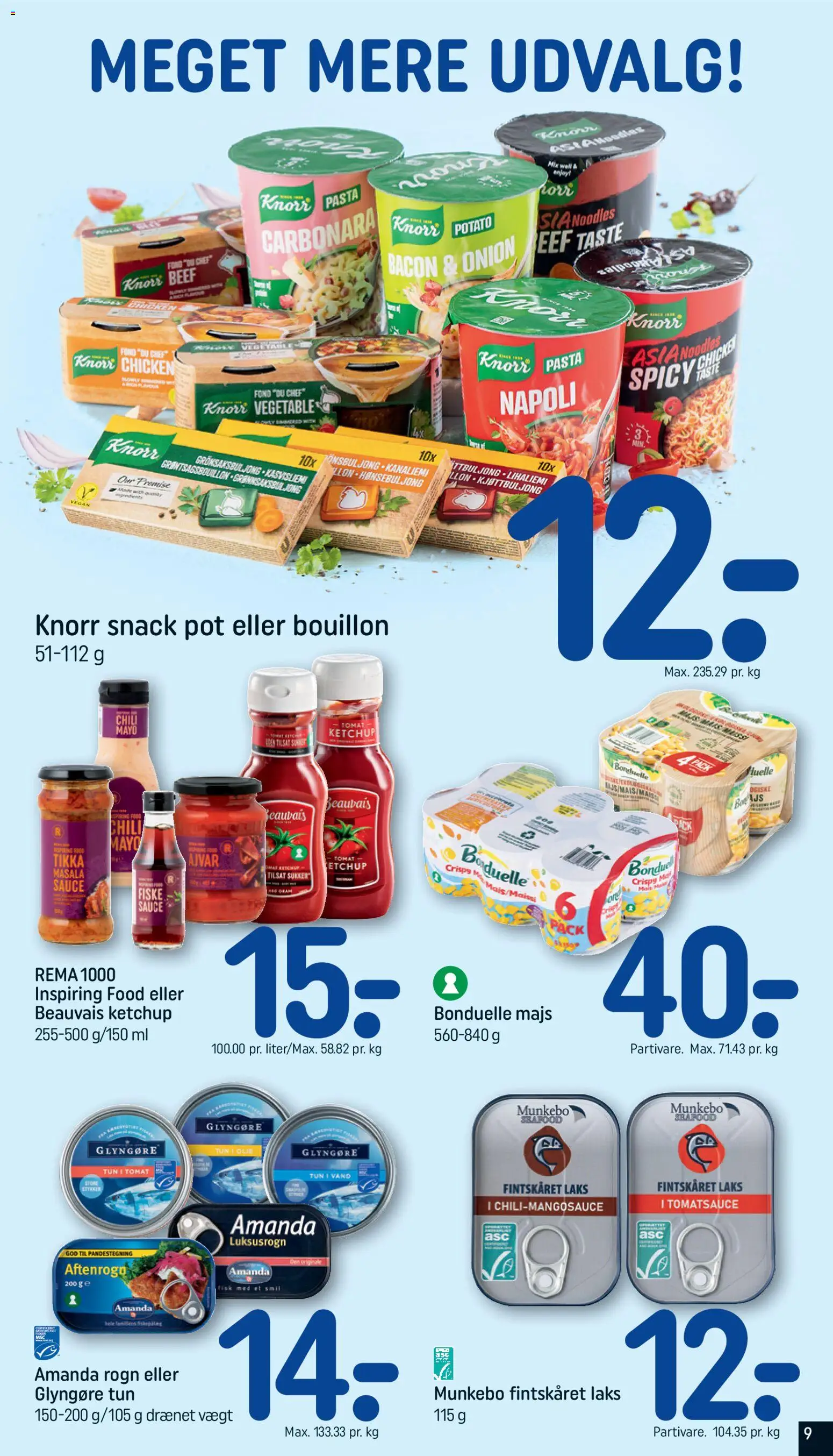 Rema 1000 tilbudsavis – gyldig fra 26.04.2026 | Side: 9 | Produkter: Bouillon, Majs, Tun, Bacon