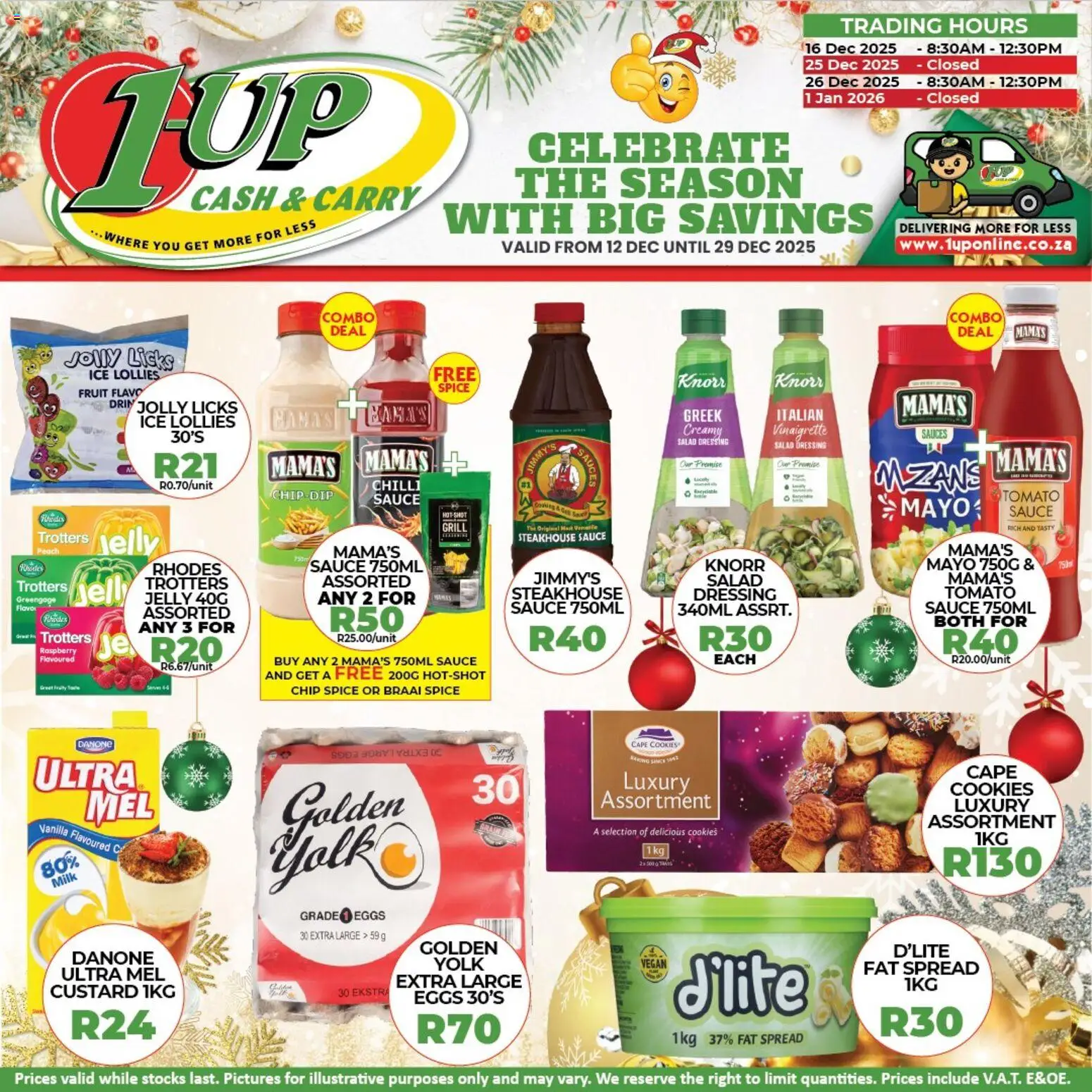 New 1UP Cash & Carry catalogue – valid from 12.12.2025 | Page: 1 | Products: Grill, Milk, Cookies, Peach