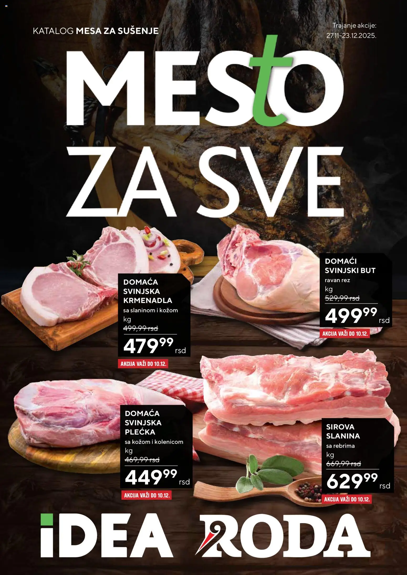 Idea katalog - važi od 27.11.2025 | Strana: 1 | Proizvode: Sirova slanina, Svinjska krmenadla, Krmenadla, Svinjski but