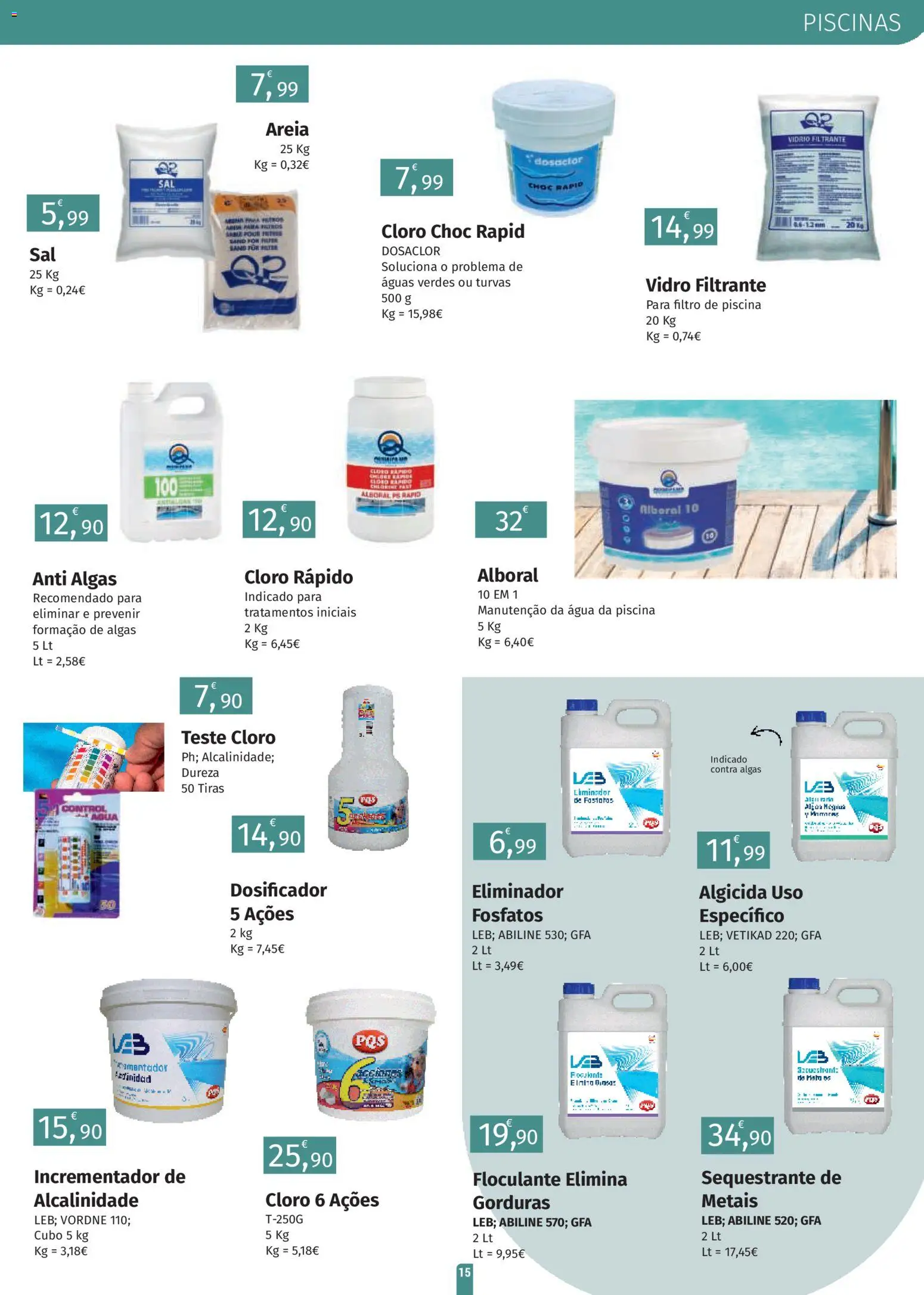 E.Leclerc folheto Jardim Lordelo │ válido de 23.03.2026 | Página: 15 | Produtos: Agua, Piscina, Areia, Piscinas