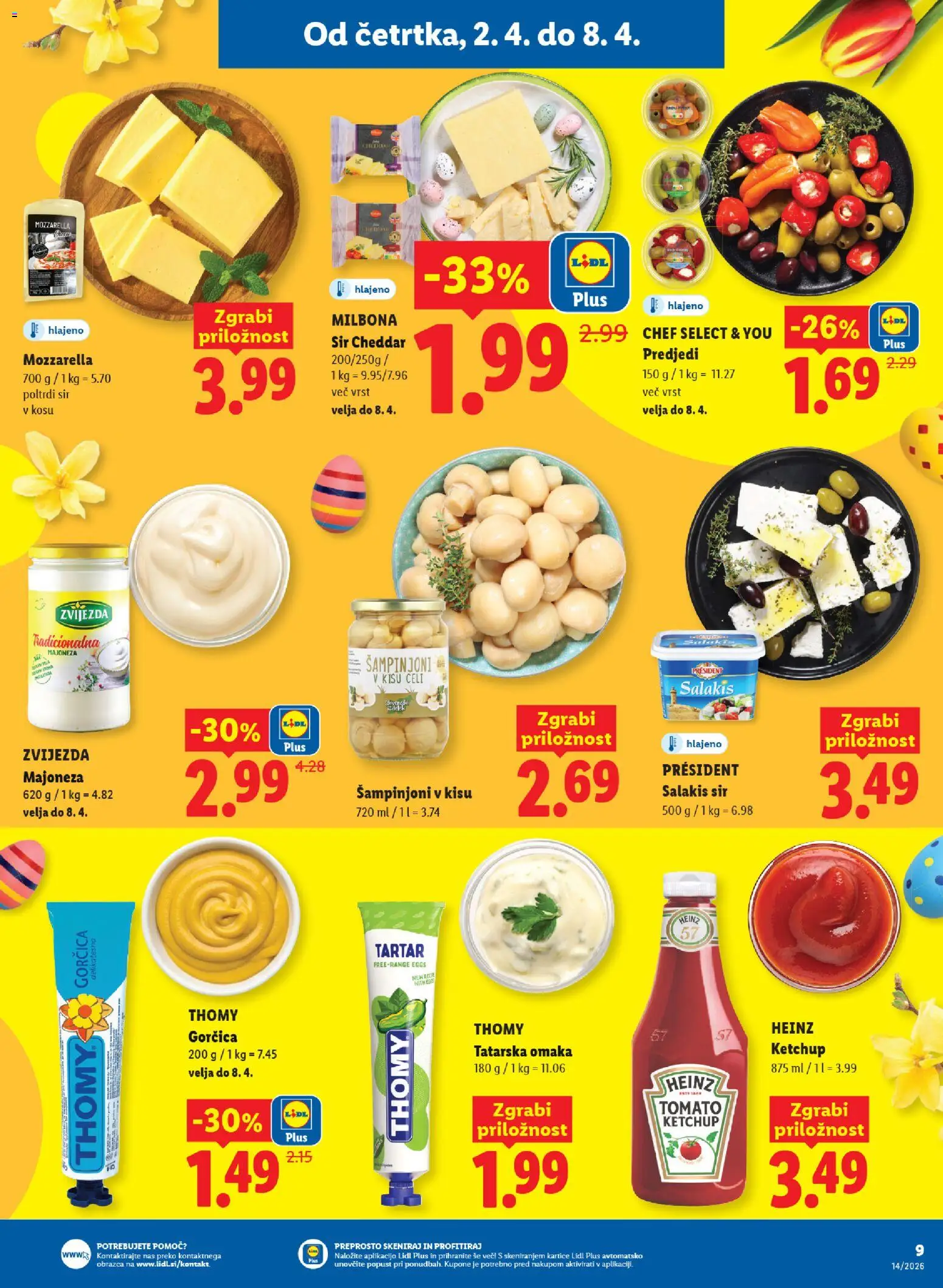 Novi Lidl katalog ponudbe – veljaven od 02.04.2026 | Stran: 9 | Izdelki: Gorčica, Sir, Cheddar, Omaka