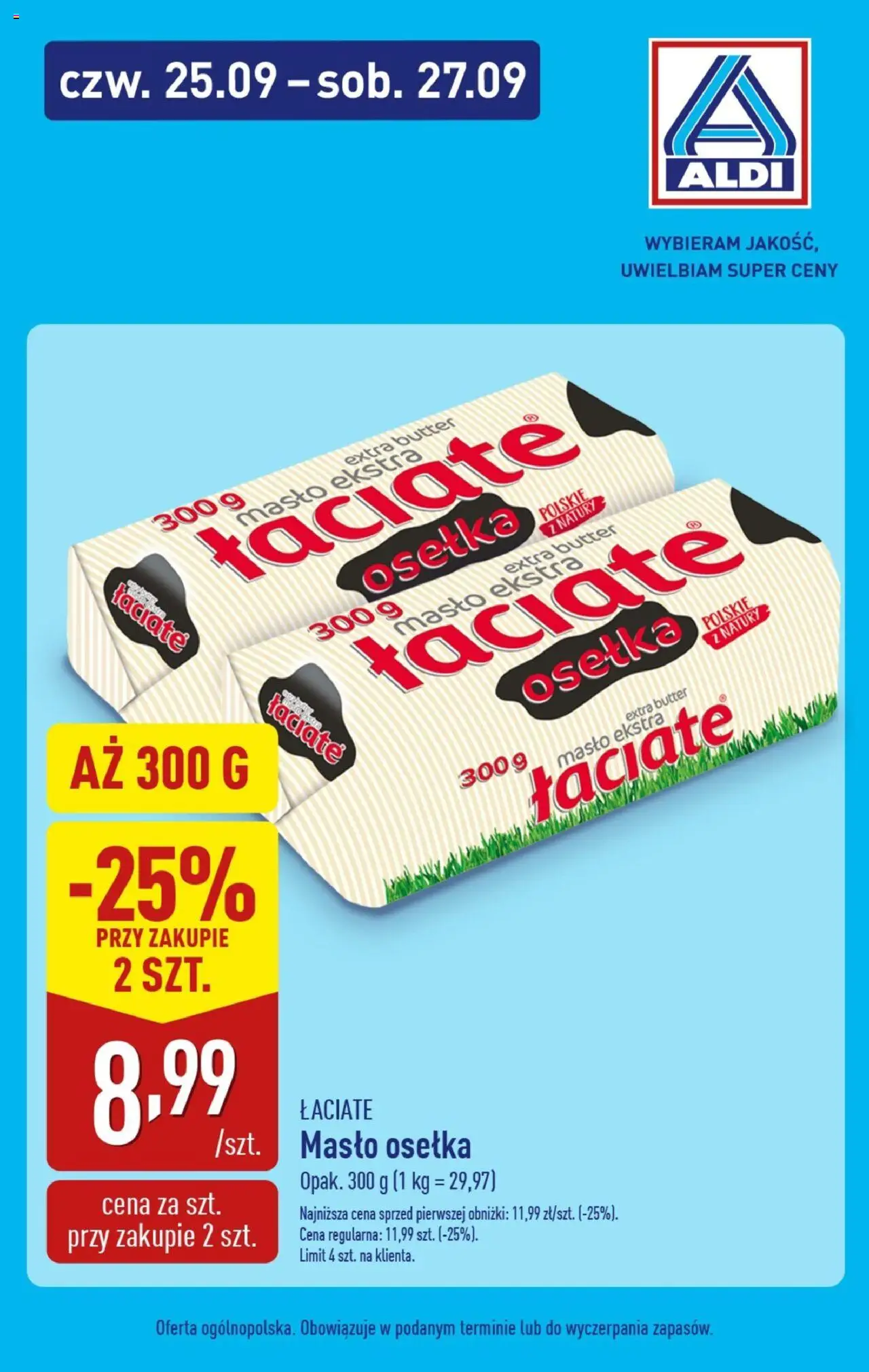 Aldi Gazetka - Promocje weekend od 25.09.2025 | Strona: 2 | Produkty: Osełka, Masło