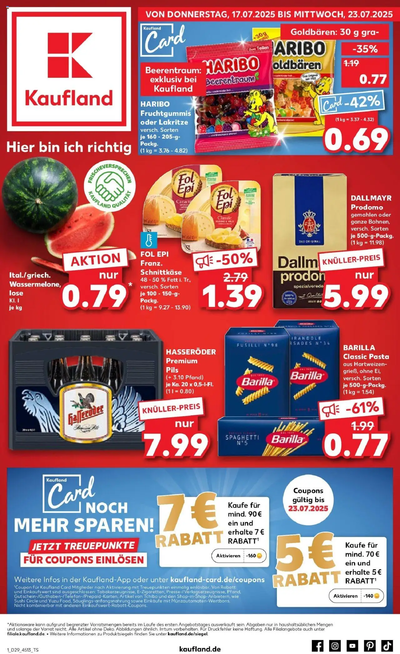 Kaufland prospekt Singen (Hohentwiel)	 - gültig ab dem 16.07.2025 | Seite: 3 | Produkte: Haribo, Wassermelone, Pasta, Dallmayr prodomo