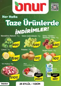 25.09.2025 tarihinden itibaren geçerli olan Onur Market kataloğu önizlemesi